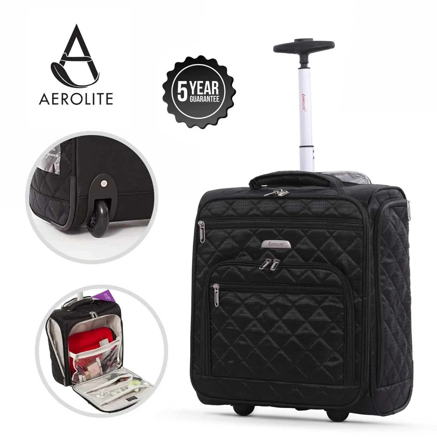 Aerolite 45x36x20cm Easyjet Maximum Cabin Size Carry On Under Seat Trolley Hand Luggage With High Mileage Wheels & SBS Zips, Latest 2025 Model, 5 Years Warranty - Image 3