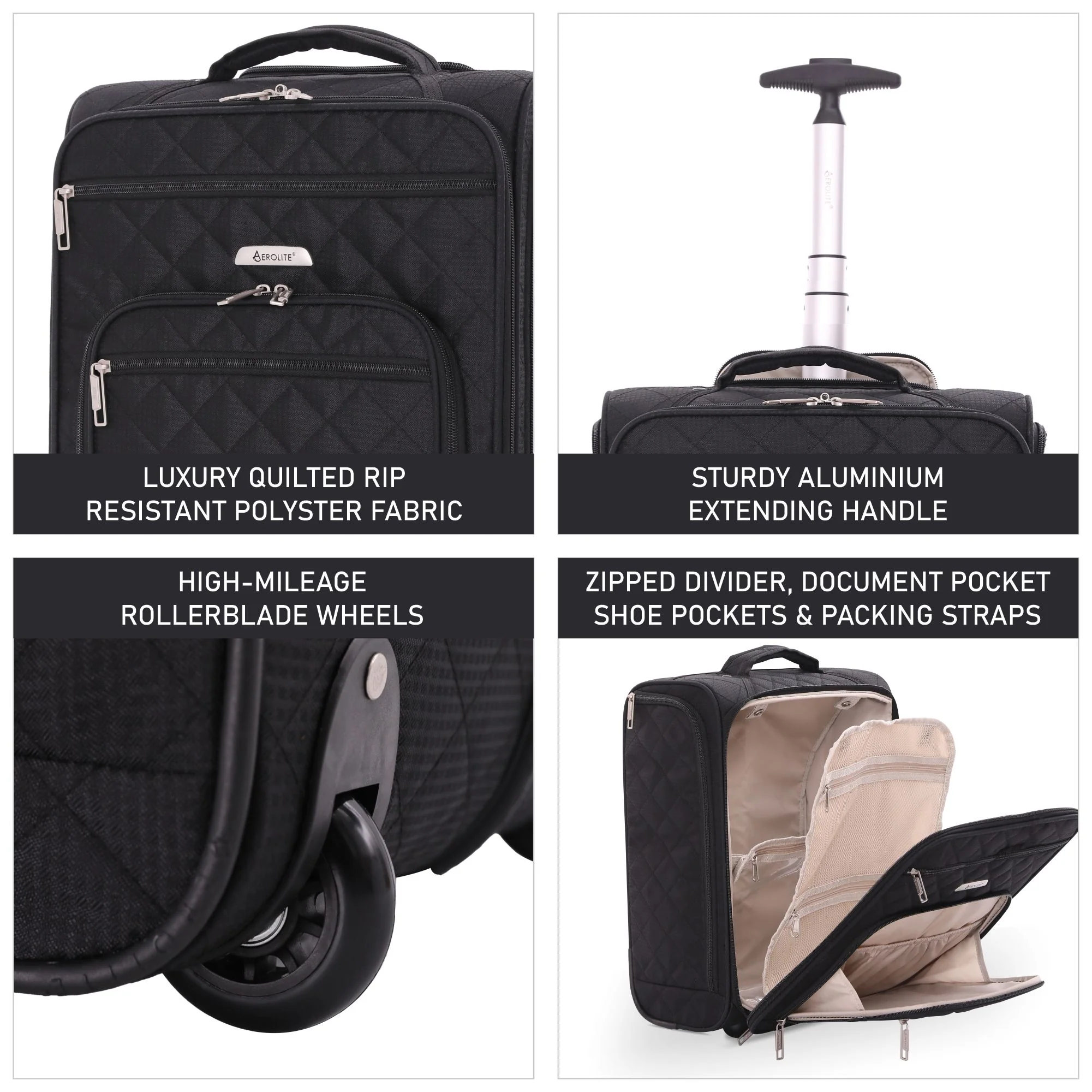 Aerolite 45x36x20cm Easyjet Maximum Cabin Size Carry On Under Seat Trolley Hand Luggage With High Mileage Wheels & SBS Zips, Latest 2025 Model, 5 Years Warranty - Image 4