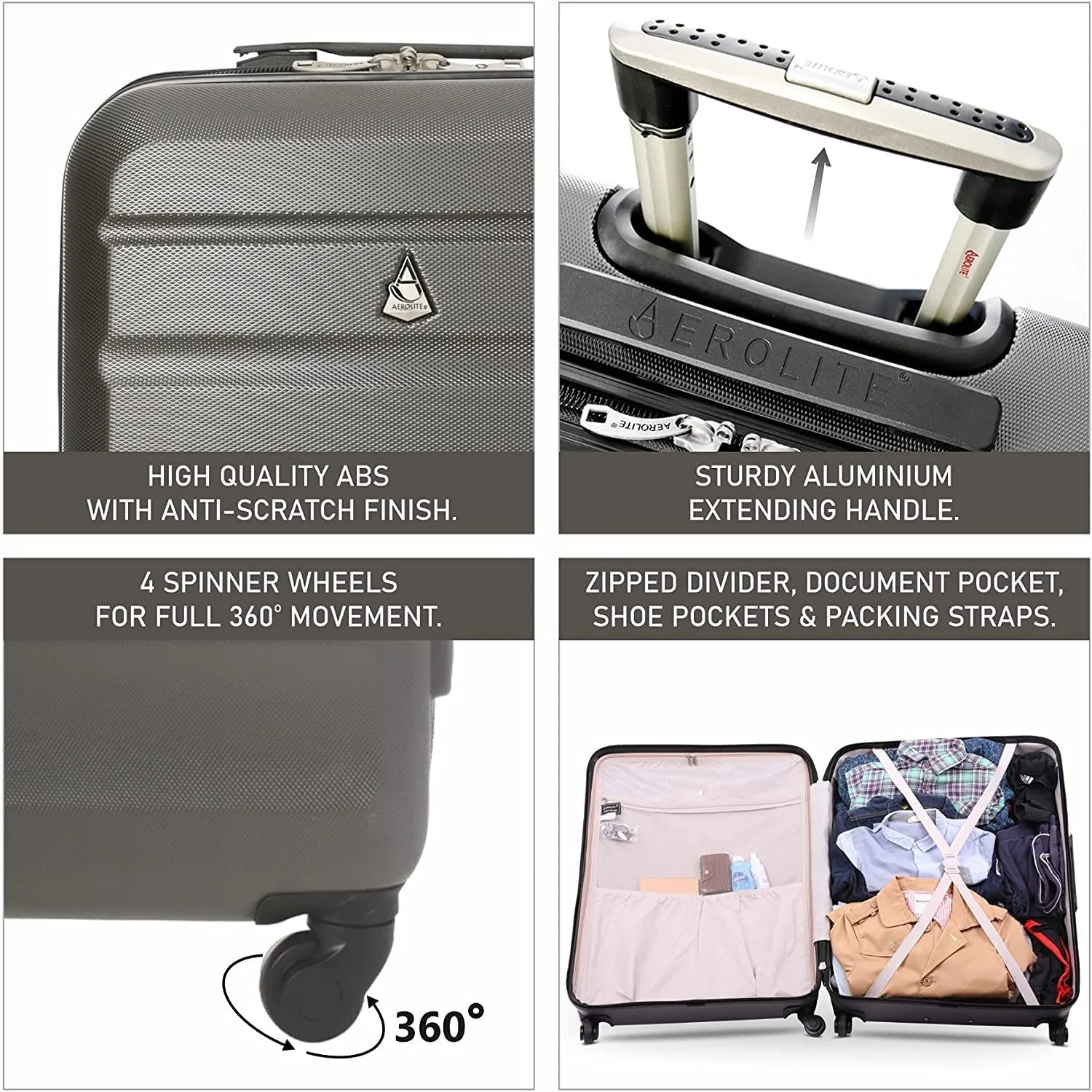 Aerolite Easyjet Ultimate Luggage Set, Large Cabin 56x45x25cm, Underseat Holdall 45x36x20cm, 29” Large Checked Suitcase, Luggage Scale and 2xTSA locks - Image 12