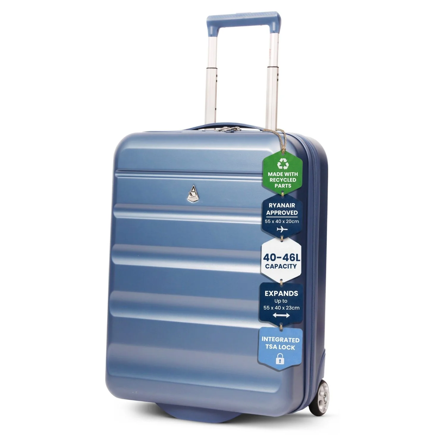 Aerolite Expandable Cabin Suitcase 55x40x20cm Ryanair Priority Max Size, Expands to 55x40x23cm for Lufthansa & Wizz Air Priority, Hard Shell 2-Wheel Carry-On Trolley with TSA Lock, 40–46L Capacity, Blue - Image 8