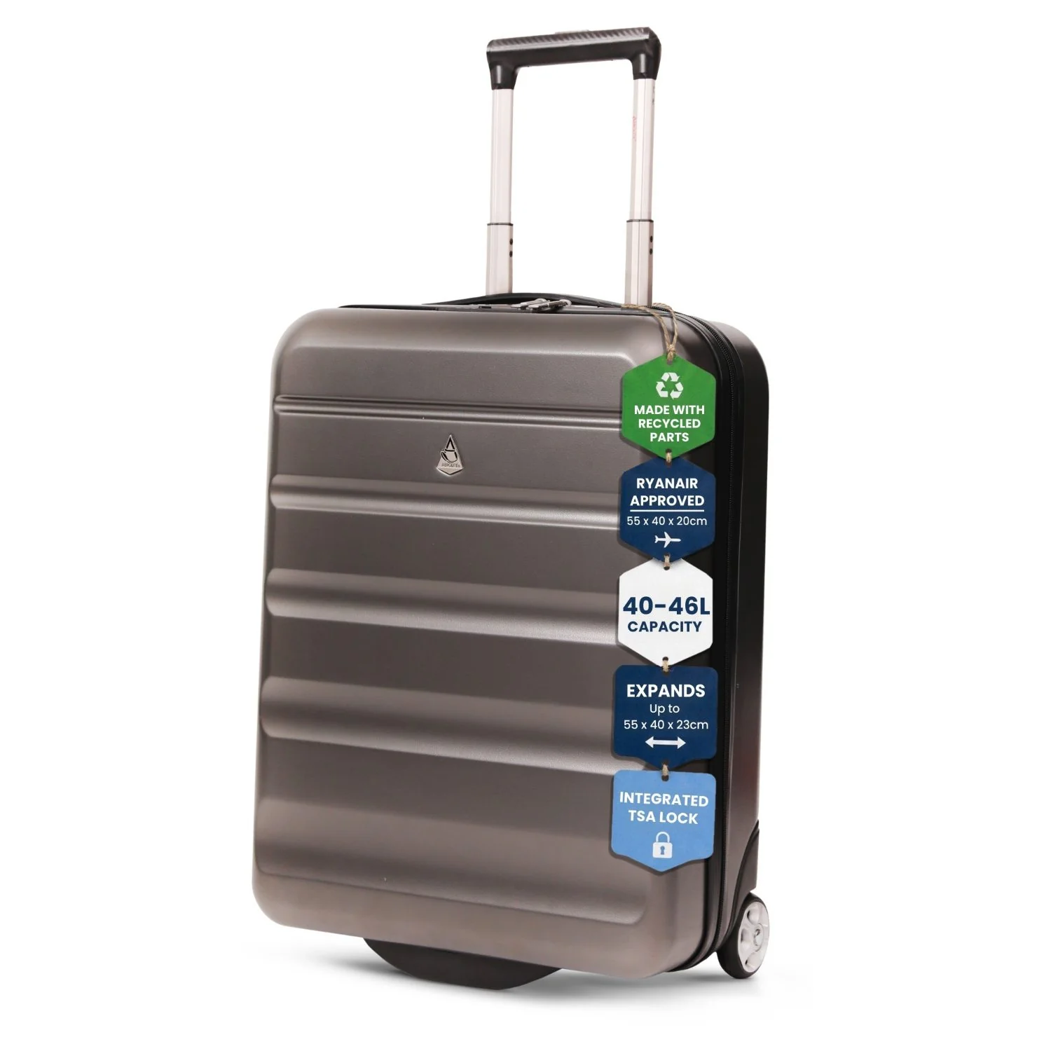 Aerolite Expandable Cabin Suitcase 55x40x20cm Ryanair Priority Max Size, Expands to 55x40x23cm for Lufthansa & Wizz Air Priority, Hard Shell 2-Wheel Carry-On Trolley with TSA Lock, 40–46L Capacity, Charcoal - Image 8