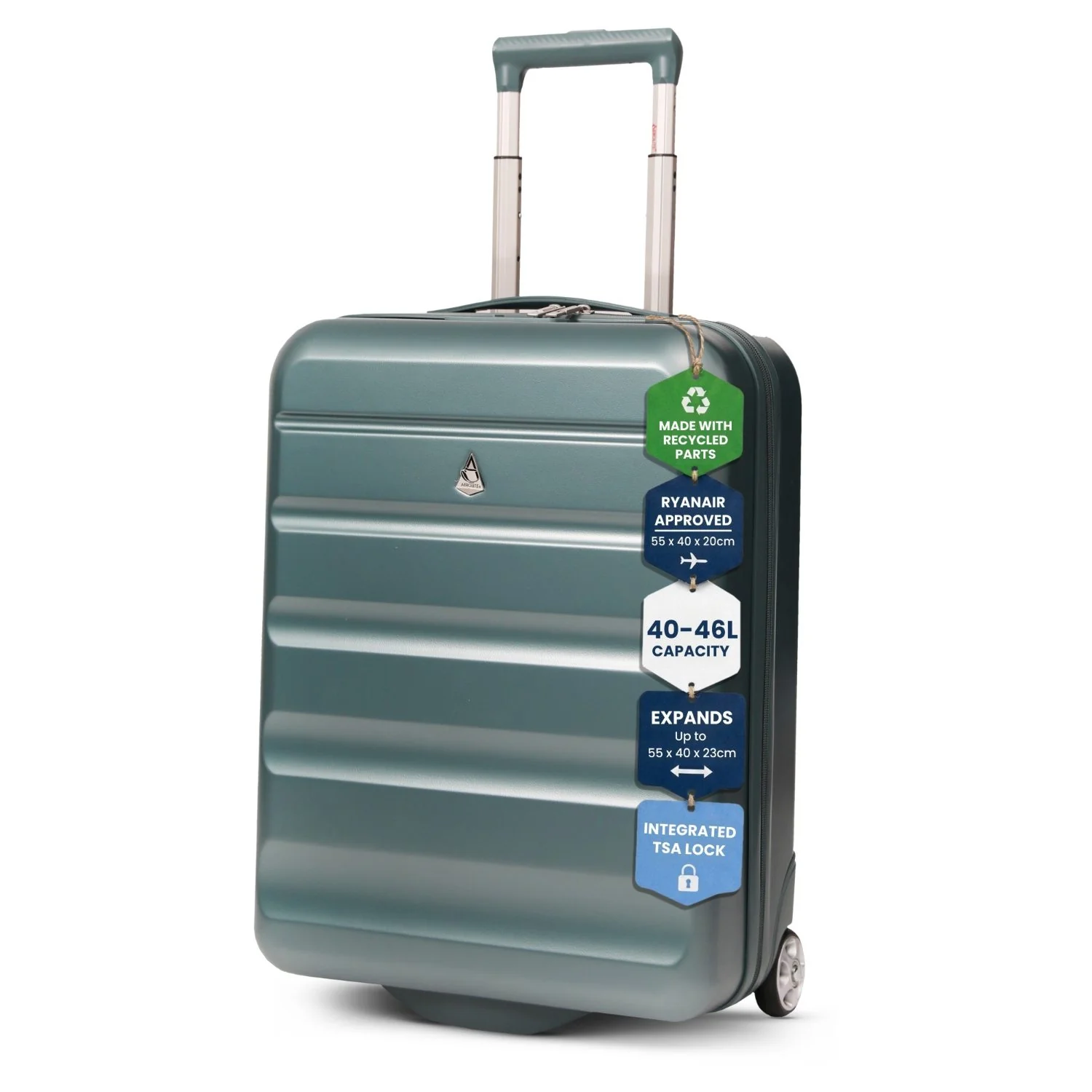 Aerolite Expandable Cabin Suitcase 55x40x20cm Ryanair Priority Max Size, Expands to 55x40x23cm for Lufthansa & Wizz Air Priority, Hard Shell 2-Wheel Carry-On Trolley with TSA Lock, 40–46L Capacity, Forest Green - Image 8