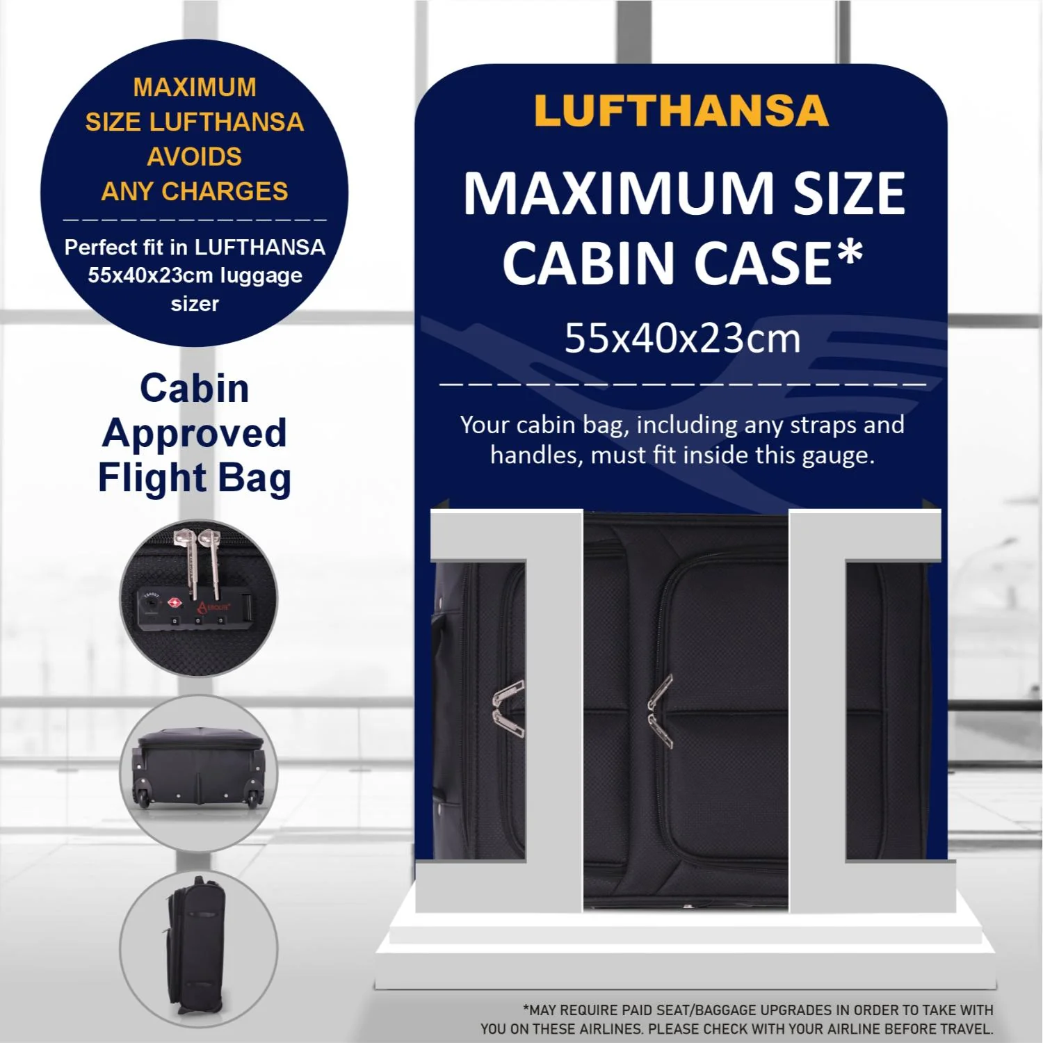 Aerolite Ryanair Bundle Expandable (55x40x20cm) to (55x40x23cm) Ryanair (Priority) Maximum Lightweight Cabin Suitcase and (40x20x25cm) Ryanair Maximum Underseat Holdall - Image 5