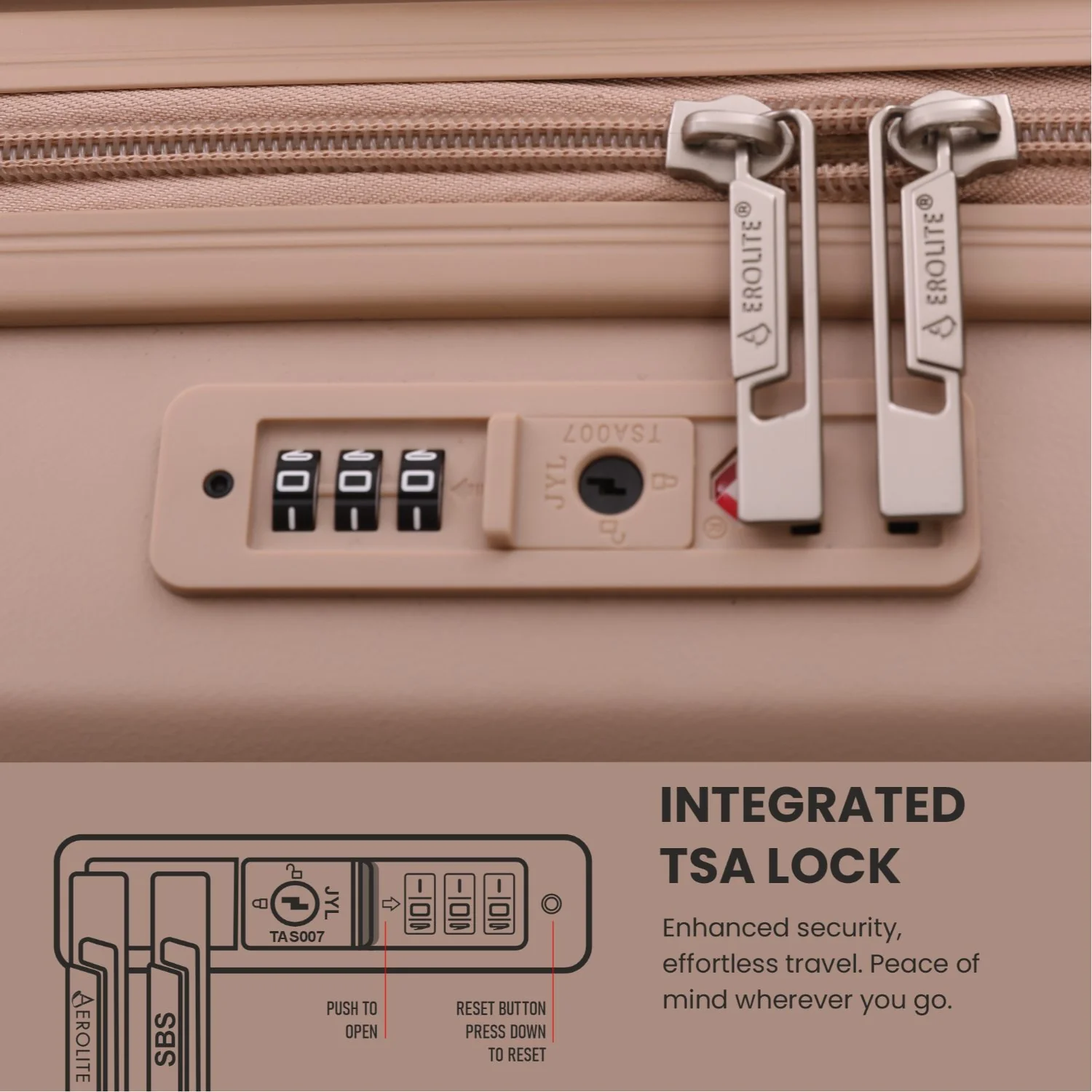 Aerolite Expandable 55x40x20cm to 55x40x23cm Ryanair Priority, Wizz Air Priority, Lufthansa Max Size Lightweight Hard Shell Carry On Hand Cabin Luggage Suitcase with 4 Wheels (BEIGE) - Image 5