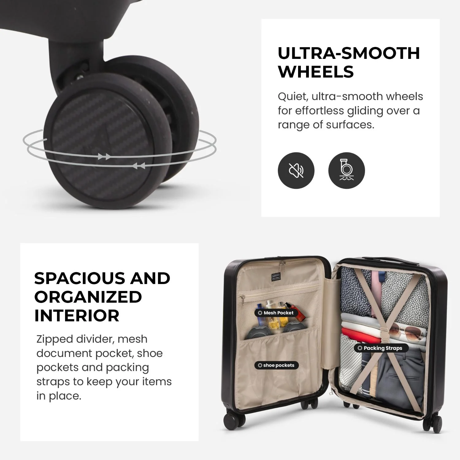Aerolite Expandable 55x40x20cm to 55x40x23cm Ryanair Priority, Wizz Air Priority, Lufthansa Max Size Lightweight Hard Shell Carry On Hand Cabin Luggage Suitcase with 4 Wheels (BLACK) - Image 6