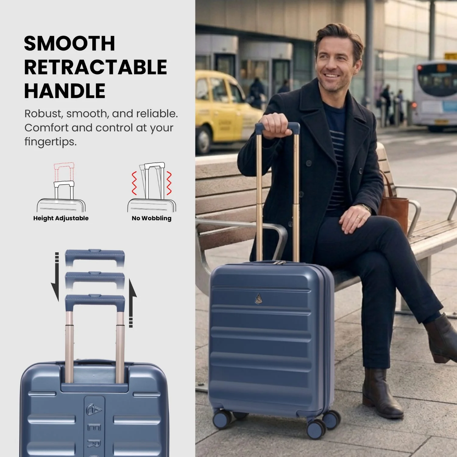 Aerolite Expandable 55x40x20cm to 55x40x23cm Ryanair Priority, Wizz Air Priority, Lufthansa Max Size Lightweight Hard Shell Carry On Hand Cabin Luggage Suitcase with 4 Wheels (BLUE) - Image 4