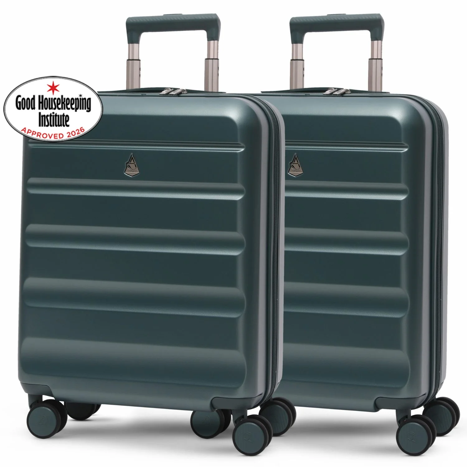 Aerolite Expandable 55x40x20cm to 55x40x23cm Ryanair Priority, Wizz Air Priority, Lufthansa Max Size Lightweight Hard Shell Carry On Hand Cabin Luggage Suitcase with 4 Wheels - Set of 2 (FOREST GREEN)