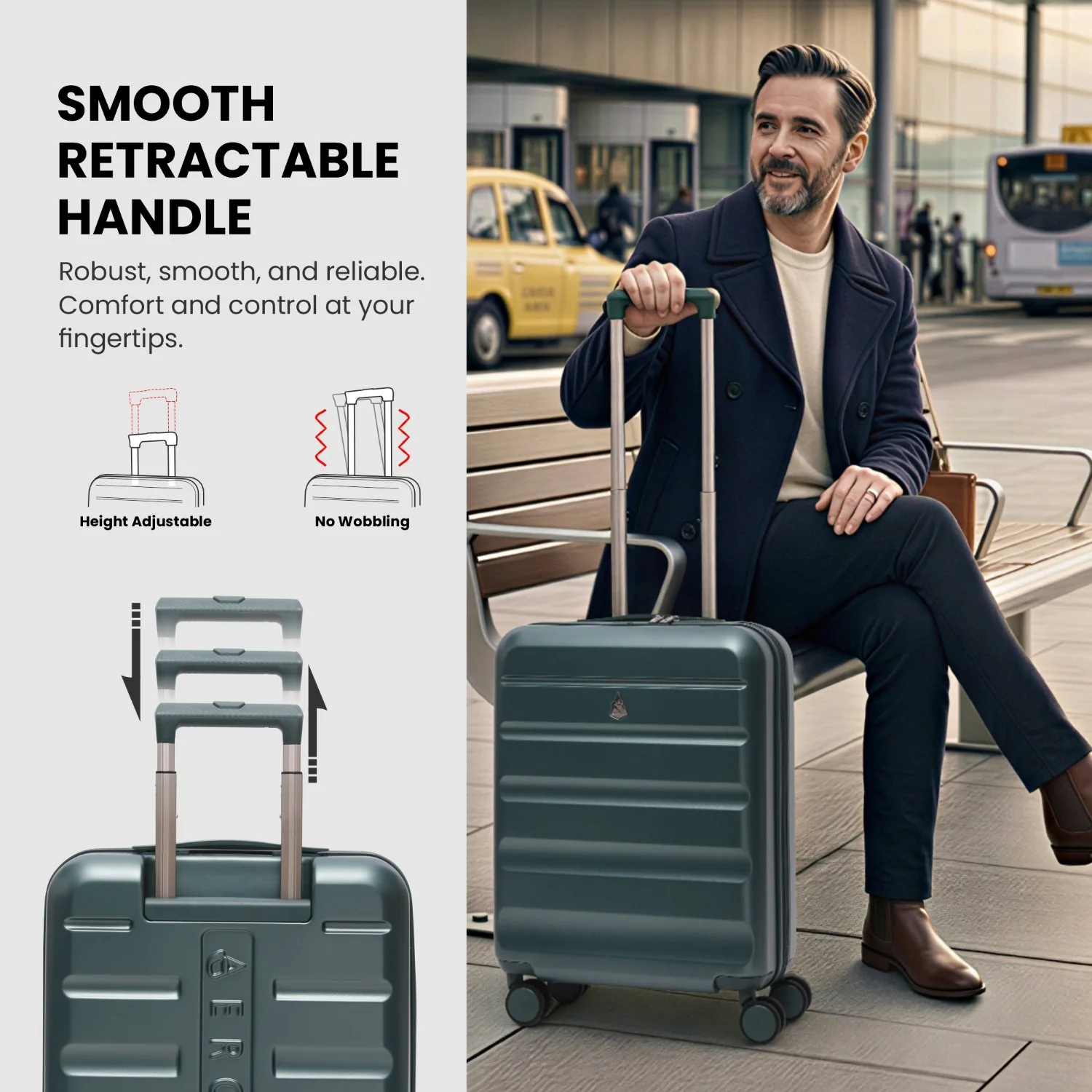 Aerolite Expandable 55x40x20cm to 55x40x23cm Ryanair Priority, Wizz Air Priority, Lufthansa Max Size Lightweight Hard Shell Carry On Hand Cabin Luggage Suitcase with 4 Wheels (FOREST GREEN) - Image 4