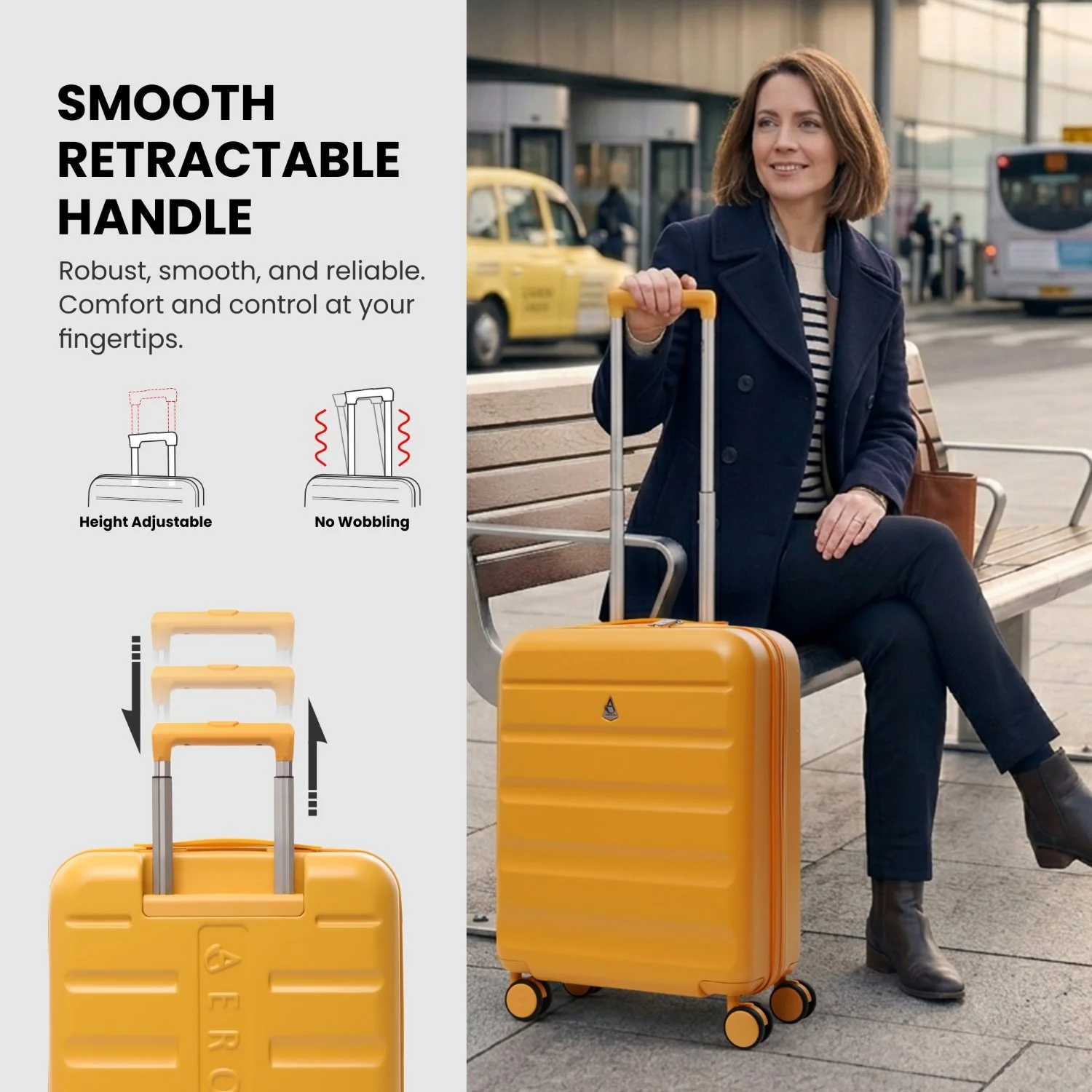 Aerolite Expandable 55x40x20cm to 55x40x23cm Ryanair Priority, Wizz Air Priority, Lufthansa Max Size Lightweight Hard Shell Carry On Hand Cabin Luggage Suitcase with 4 Wheels - Set of 2 (MANGO) - Image 7