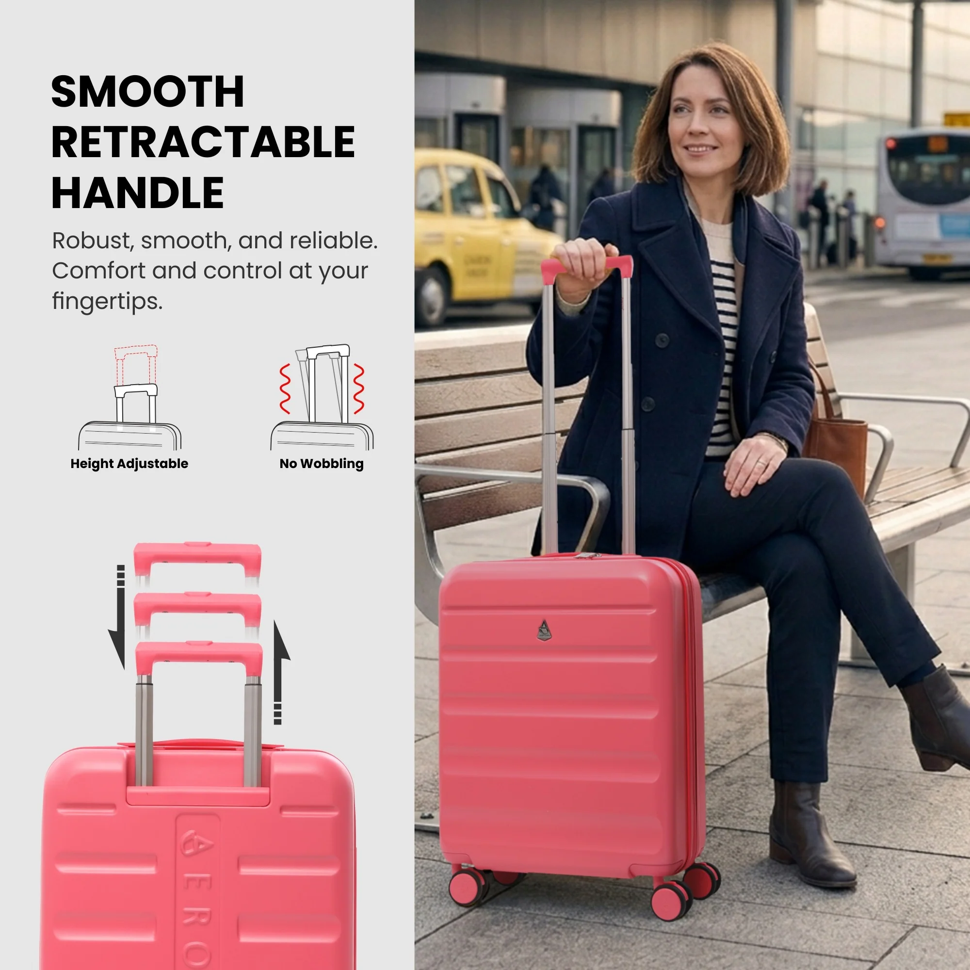 Aerolite Expandable 55x40x20cm to 55x40x23cm Ryanair Priority, Wizz Air Priority, Lufthansa Max Size Lightweight Hard Shell Carry On Hand Cabin Luggage Suitcase with 4 Wheels (PINK) - Image 5