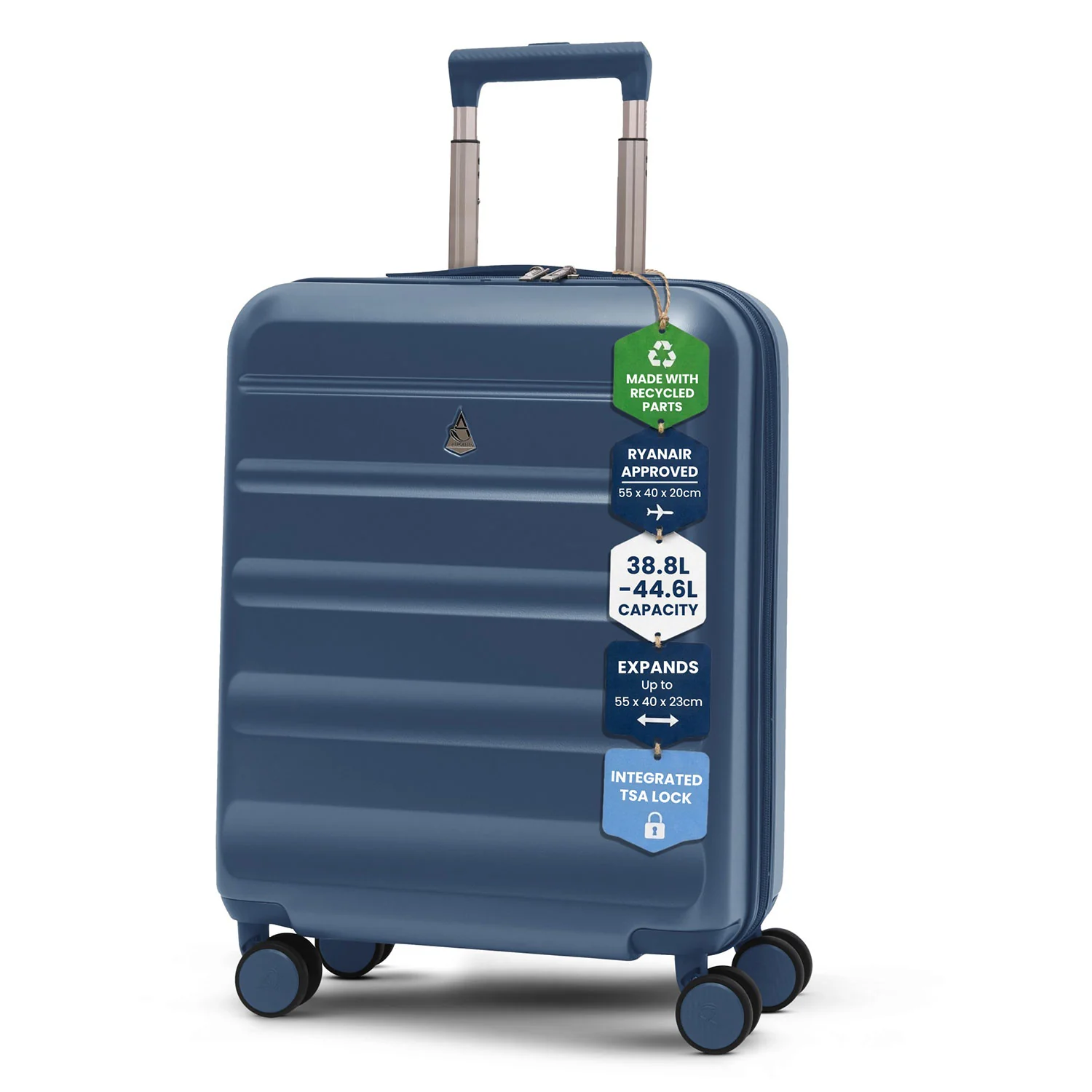 Aerolite Expandable 55x40x20cm to 55x40x23cm Ryanair Priority, Wizz Air Priority, Lufthansa Max Size Lightweight Hard Shell Carry On Hand Cabin Luggage Suitcase with 4 Wheels (BLUE) - Image 12
