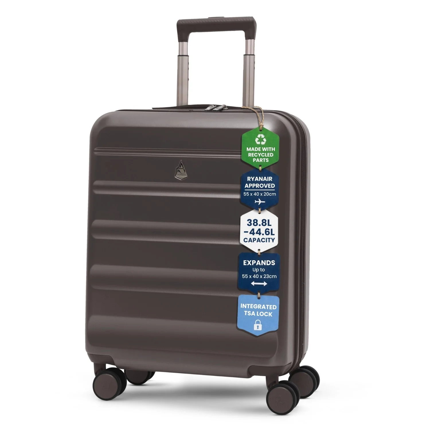 Aerolite Expandable 55x40x20cm to 55x40x23cm Ryanair Priority, Wizz Air Priority, Lufthansa Max Size Lightweight Hard Shell Carry On Hand Cabin Luggage Suitcase with 4 Wheels (CHARCOAL) - Image 12