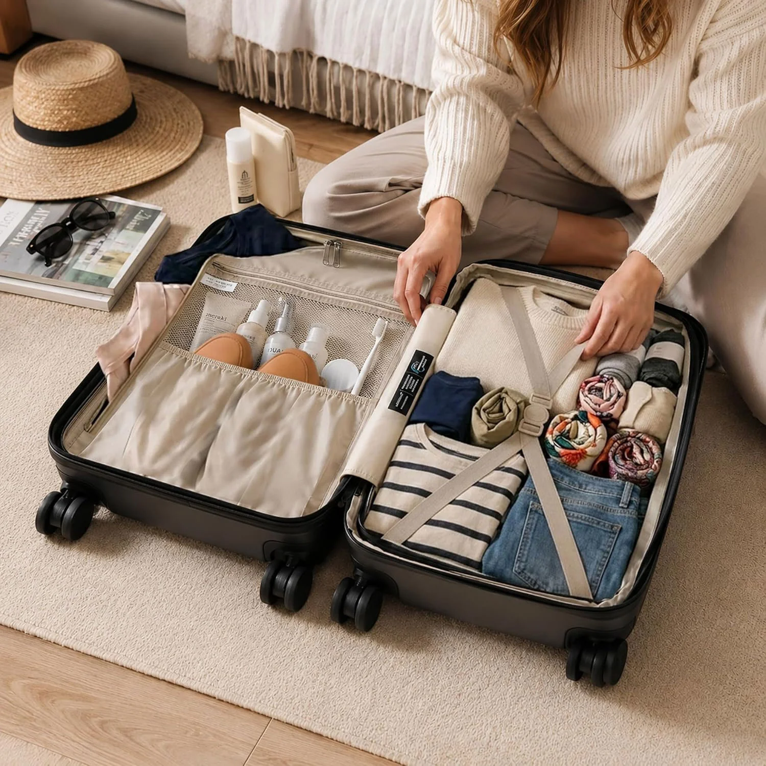 Aerolite Expandable Cabin Suitcase 55x40x20cm to 55x40x23cm – Ryanair Priority, Wizz Air & Lufthansa Approved Carry On Luggage with TSA Lock, 8 Spinner Wheels & ABS-Polycarbonate Shell (Graphite Shadow) - Image 10