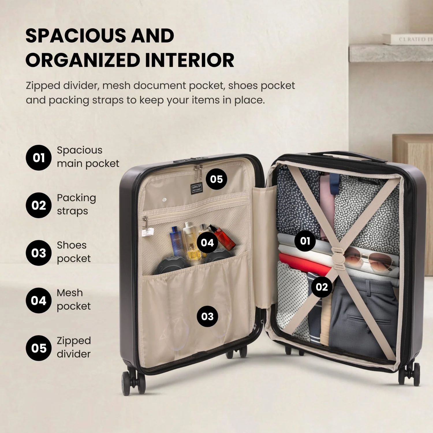 Aerolite Expandable 55x40x20cm to 55x40x23cm Ryanair Priority, Wizz Air Priority, Lufthansa Max Size Lightweight Hard Shell Carry On Hand Cabin Luggage Suitcase with 4 Wheels (CHARCOAL) - Image 8
