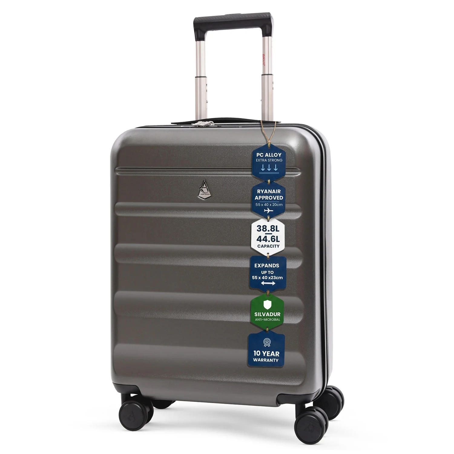 Aerolite Expandable Cabin Suitcase 55x40x20cm to 55x40x23cm – Ryanair Priority, Wizz Air & Lufthansa Approved Carry On Luggage with TSA Lock, 8 Spinner Wheels & ABS-Polycarbonate Shell (Graphite Shadow) - Image 15