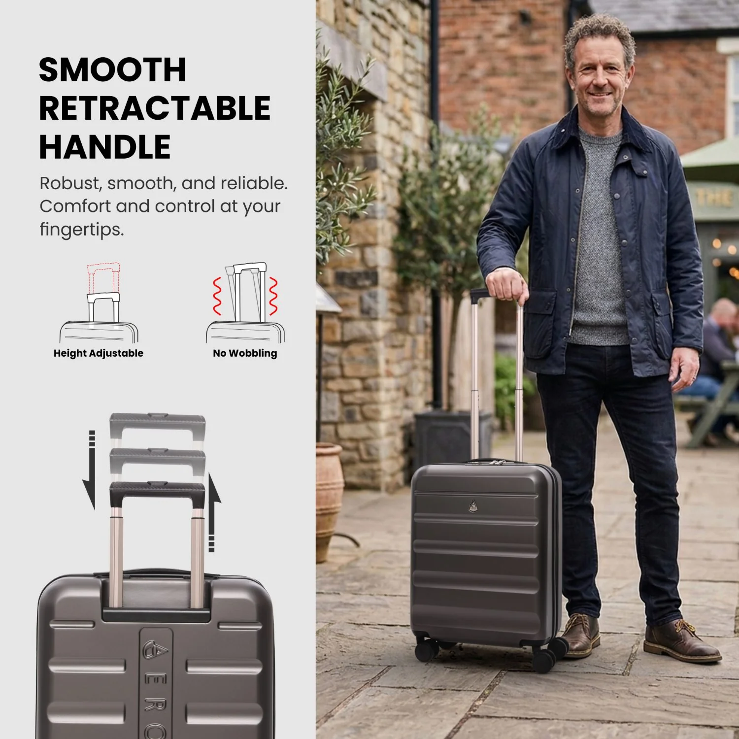 Aerolite Expandable 55x40x20cm to 55x40x23cm Ryanair Priority, Wizz Air Priority, Lufthansa Max Size Lightweight Hard Shell Carry On Hand Cabin Luggage Suitcase with 4 Wheels (CHARCOAL) - Image 4