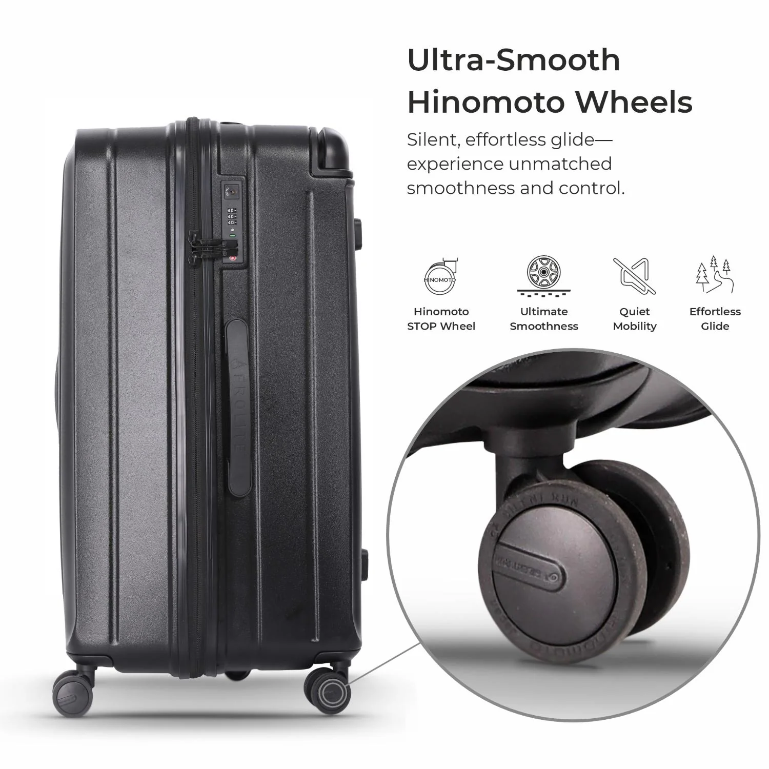 Aerolite M-Lite 29” Extra Large Premium Suitcase – Durable PP Polypropylene, Huge 118L Capacity, 76x50x30cm Check-In Luggage, TSA Lock, Phone Holder, Silent Hinomoto Wheels, Pack Up To 32 KGs, 15 Years Brand Guarantee - Image 4