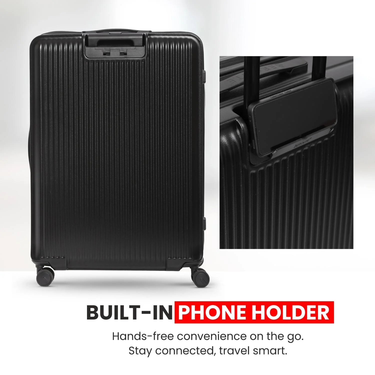 Aerolite M-Lite 29” Extra Large Premium Suitcase – Durable PP Polypropylene, Huge 118L Capacity, 76x50x30cm Check-In Luggage, TSA Lock, Phone Holder, Silent Hinomoto Wheels, Pack Up To 32 KGs, 15 Years Brand Guarantee - Image 5