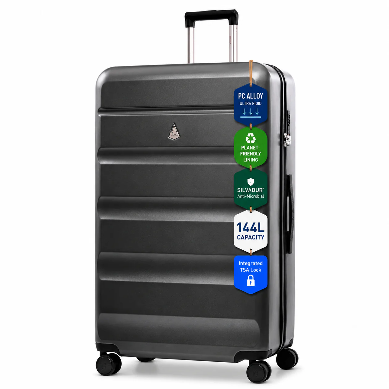 Aerolite Premium 32 Inch Extra Large Suitcase – 144L Hard Shell Check-In Luggage with TSA Lock, 8 Dual Spinner Wheels, ABS-Polycarbonate Shell & Organised Interior (Graphite Shadow) - Image 9