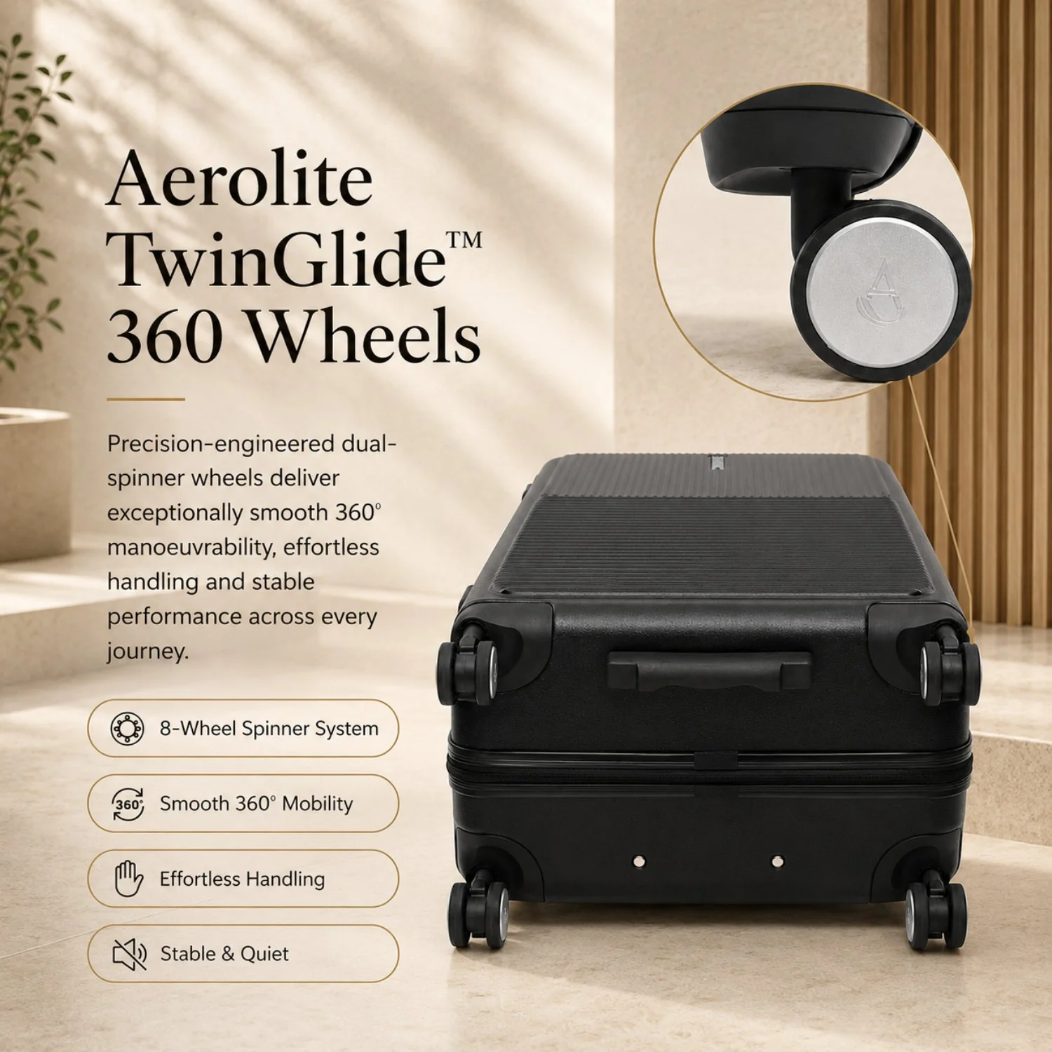 Aerolite FLX™ Premium Front Loading Large 30" Suitcase, Expandable to 125L, Lightweight PC Alloy Hard Shell, 8-Wheel Spinner, TSA Lock, 30 Inch Checked Luggage - Black - Image 6