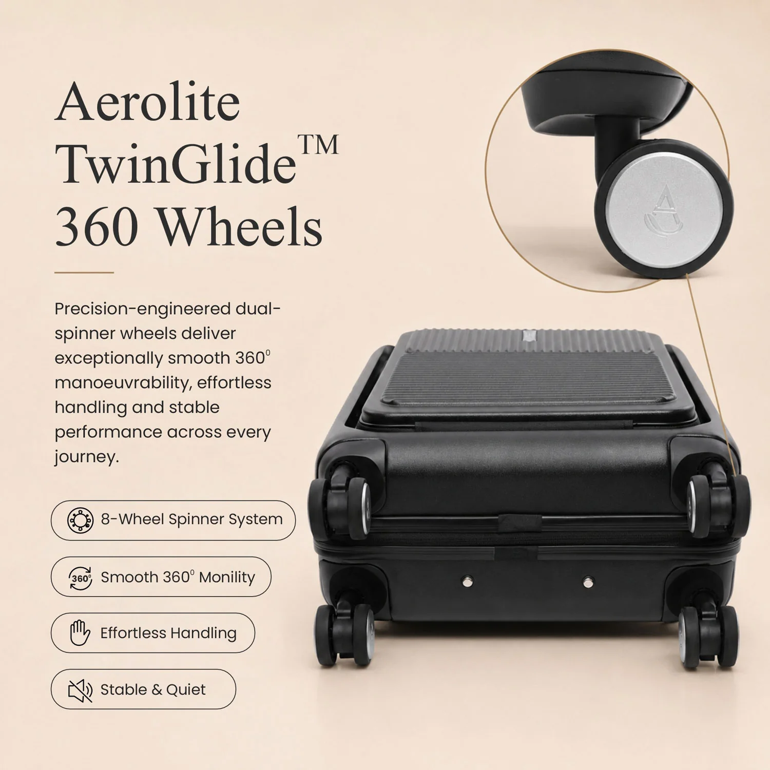 Aerolite FLX Front Opening Cabin Suitcase 55x40x20/23cm Expandable Carry On Luggage with Laptop Compartment, USB Charging, TSA Lock & Silent Wheels - Black - Image 12
