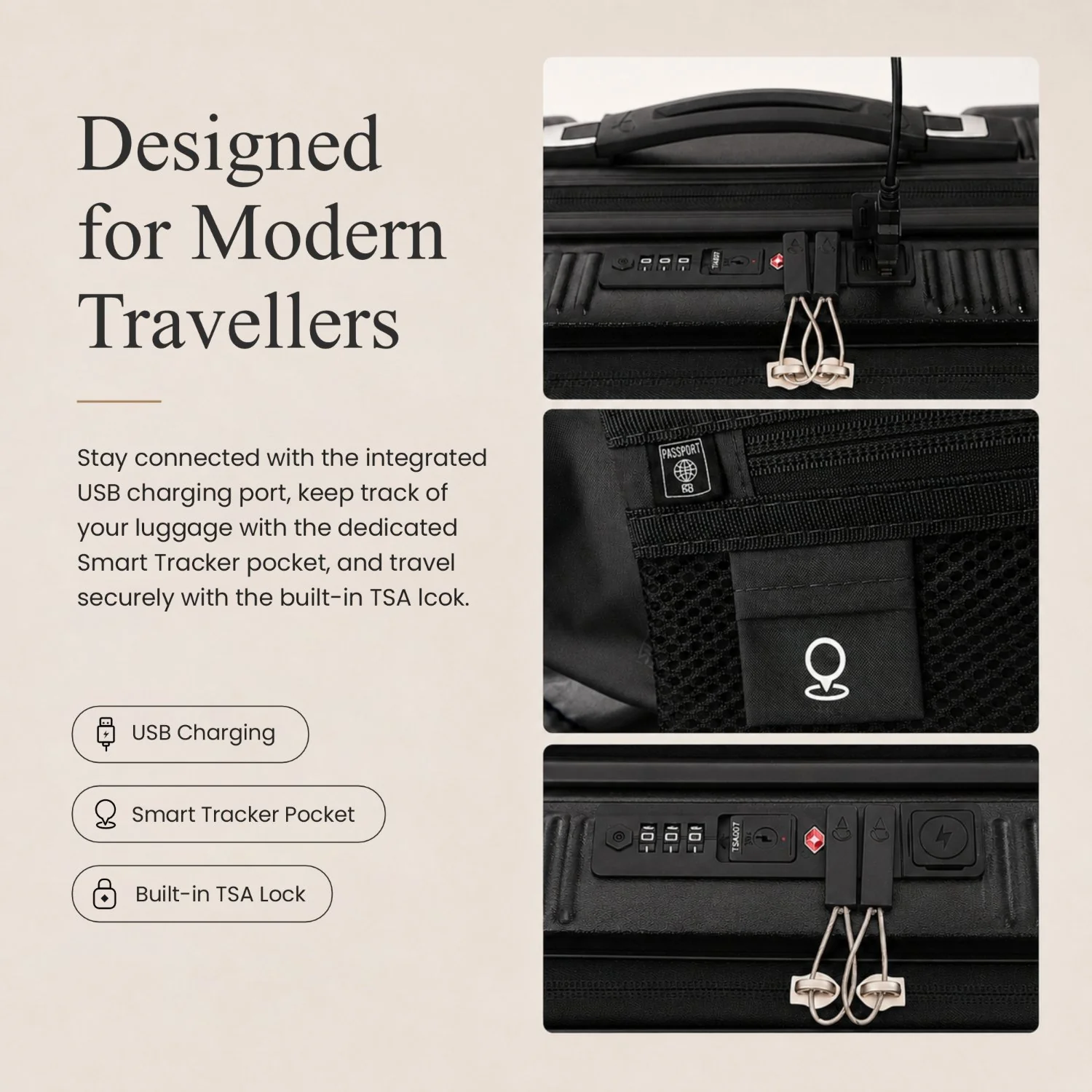Aerolite FLX Front Opening Cabin Suitcase 55x40x20/23cm Expandable Carry On Luggage with Laptop Compartment, USB Charging, TSA Lock & Silent Wheels - Black - Image 2
