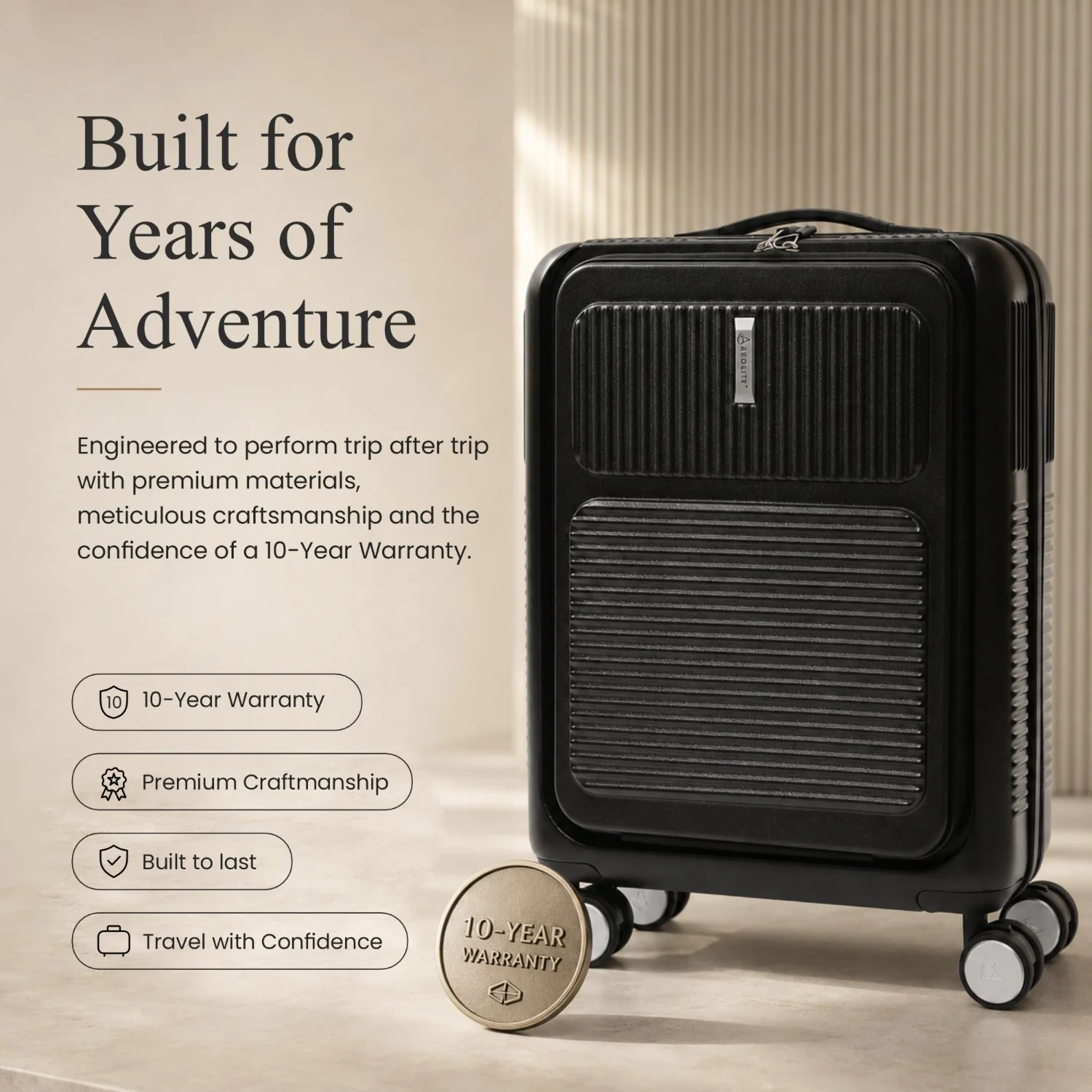 Aerolite FLX Front Opening Cabin Suitcase 55x40x20/23cm Expandable Carry On Luggage with Laptop Compartment, USB Charging, TSA Lock & Silent Wheels - Black - Image 7