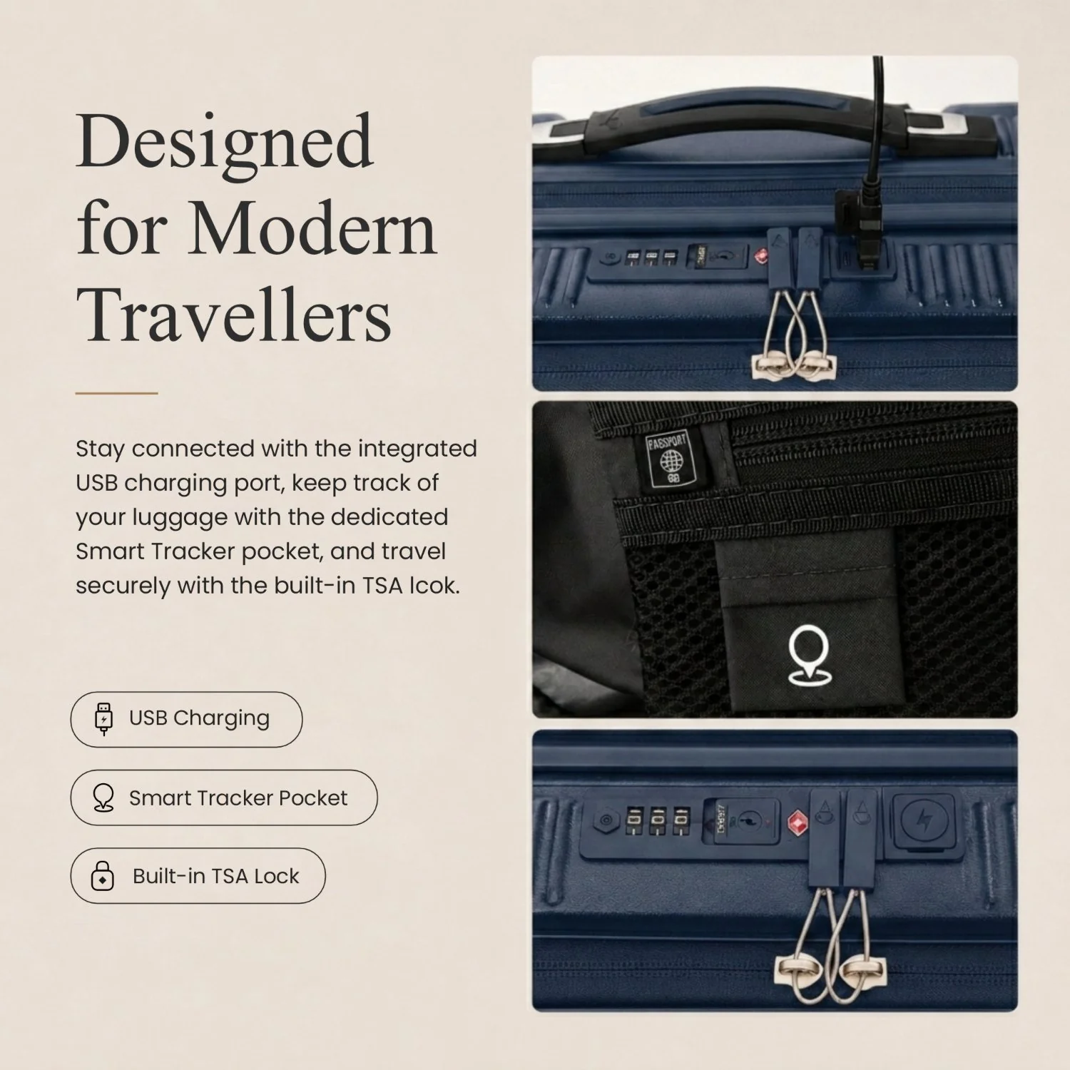 Aerolite FLX Front Opening Cabin Suitcase 55x40x20/23cm Expandable Carry On Luggage with Laptop Compartment, USB Charging, TSA Lock & Silent Wheels - Blue - Image 2