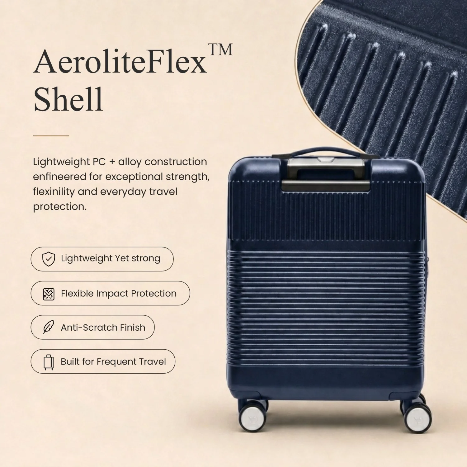 Aerolite FLX Front Opening Cabin Suitcase 55x40x20/23cm Expandable Carry On Luggage with Laptop Compartment, USB Charging, TSA Lock & Silent Wheels - Blue - Image 3