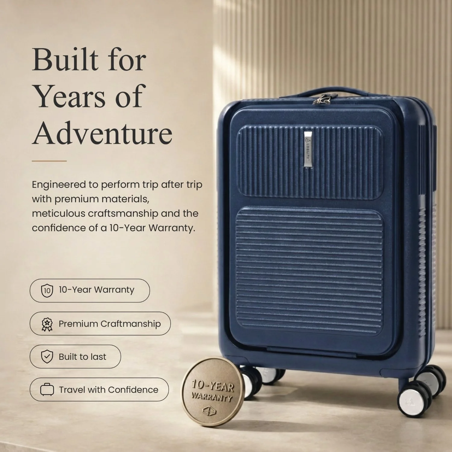 Aerolite FLX Front Opening Cabin Suitcase 55x40x20/23cm Expandable Carry On Luggage with Laptop Compartment, USB Charging, TSA Lock & Silent Wheels - Blue - Image 7
