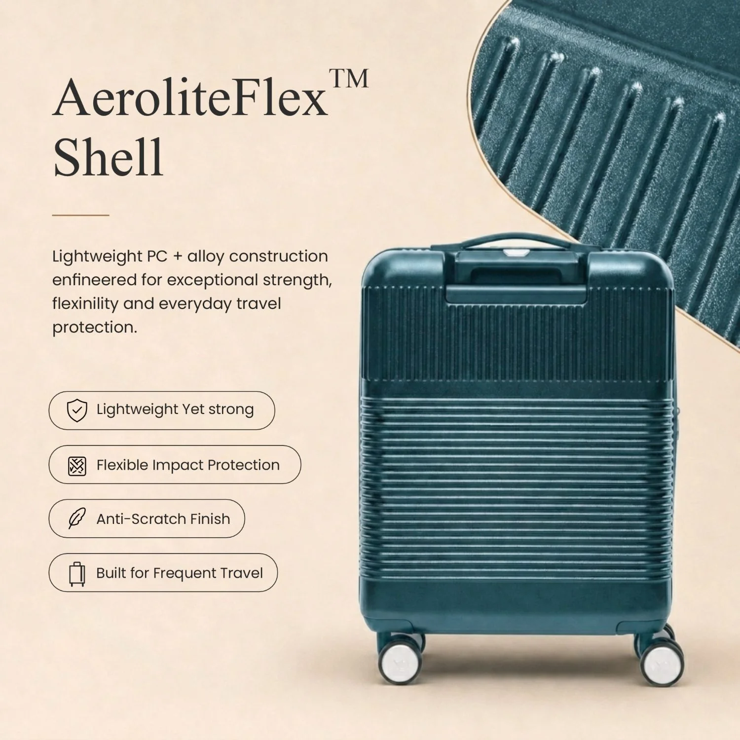 Aerolite FLX Front Opening Cabin Suitcase 55x40x20/23cm Expandable Carry On Luggage with Laptop Compartment, USB Charging, TSA Lock & Silent Wheels - Green - Image 3