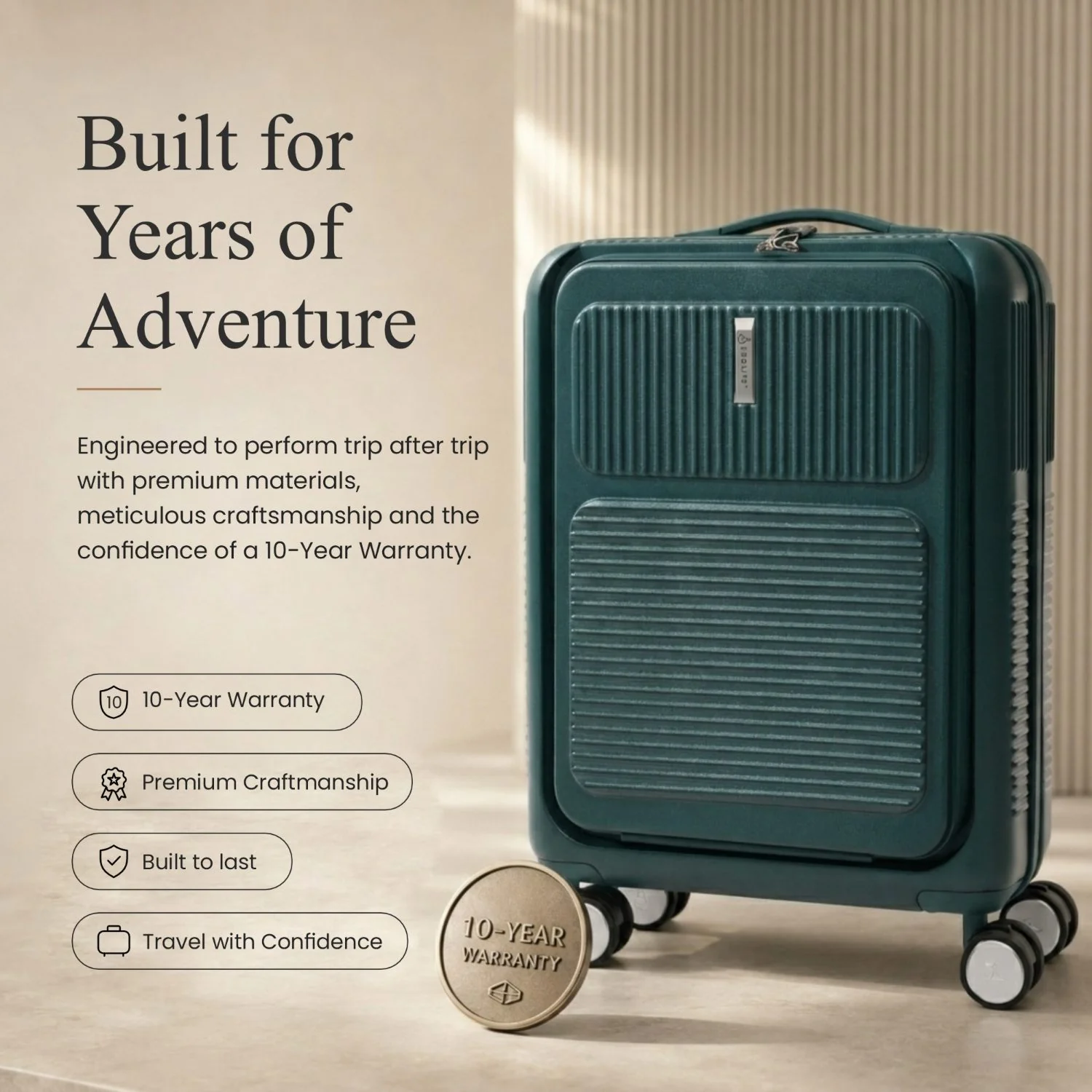 Aerolite FLX Front Opening Cabin Suitcase 55x40x20/23cm Expandable Carry On Luggage with Laptop Compartment, USB Charging, TSA Lock & Silent Wheels - Green - Image 7