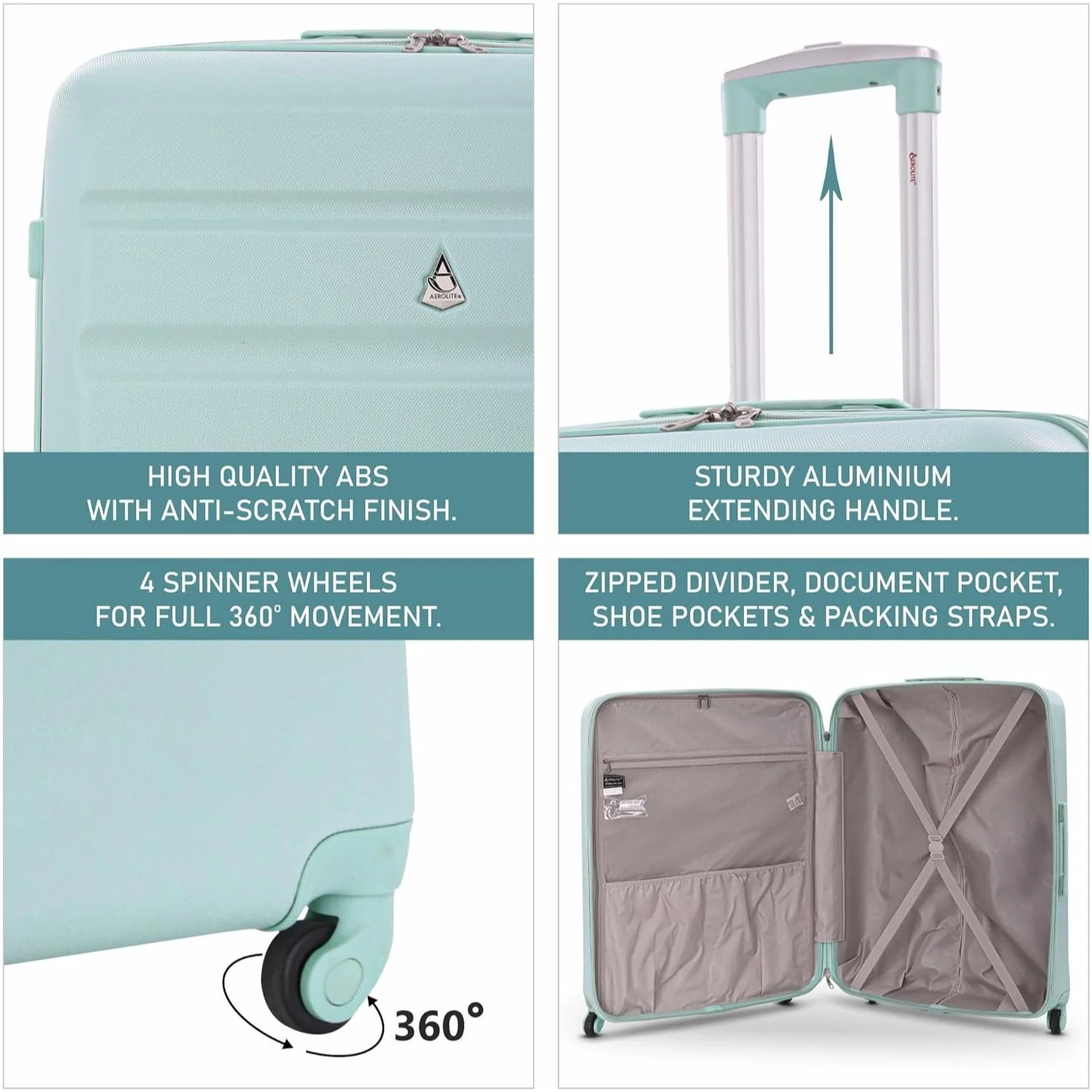 Aerolite Set of 3 Hard Shell Lightweight Suitcase Complete Luggage Set (Cabin 18" + Medium 25"+ Large 29") - Image 11