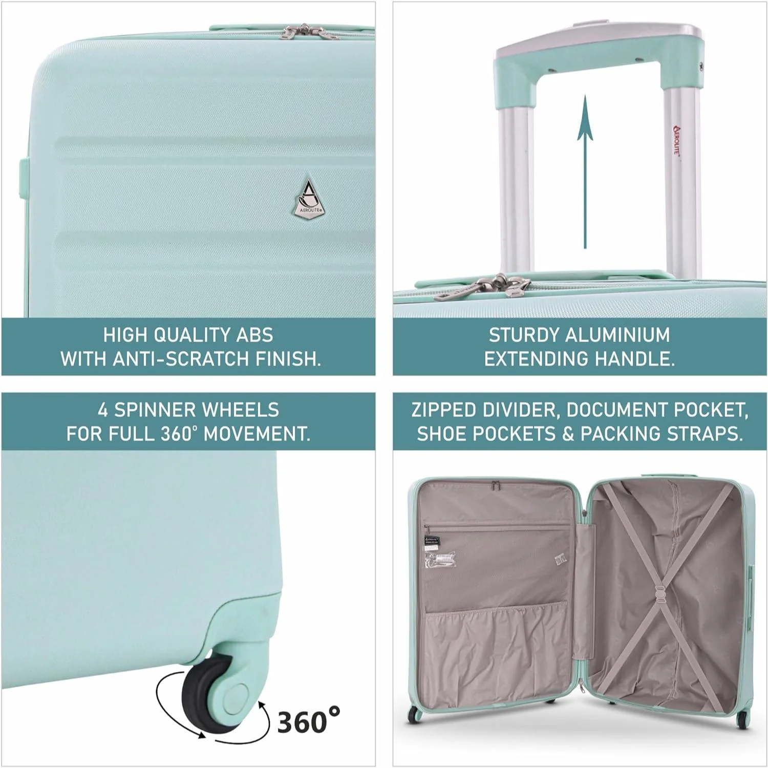 Aerolite Set of 3 Hard Shell Lightweight Suitcase Complete Luggage Set (Cabin 18" + Medium 25"+ Large 29") - Image 12
