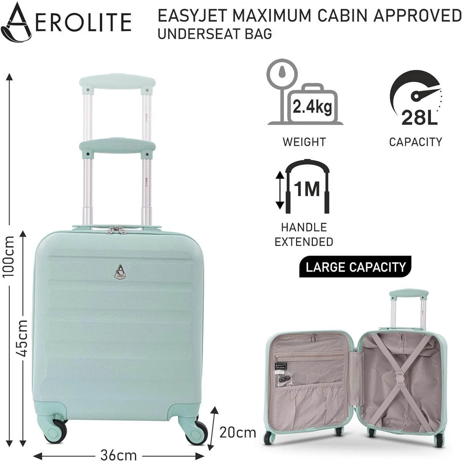 Aerolite Set of 3 Hard Shell Lightweight Suitcase Complete Luggage Set (Cabin 18" + Medium 25"+ Large 29") - Image 4