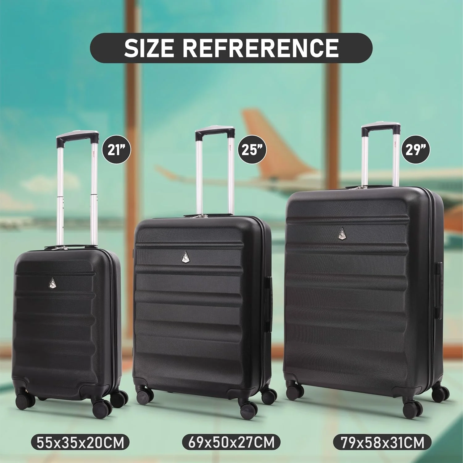 Aerolite Hard Shell 3 Piece Lightweight Suitcase Complete Luggage Set (Cabin 21" + Medium 25"+ Large 29" Hold Luggage Suitcase) - Image 20