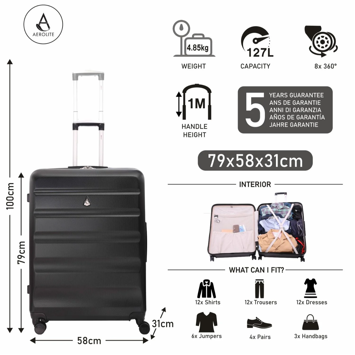 Aerolite Hard Shell Suitcase Luggage Group Travel Bundle - 2 x 21 Cabin Hand Luggage + 1 x Large 29" Hold Luggage Suitcase (3 Piece Luggage Set) - Image 18