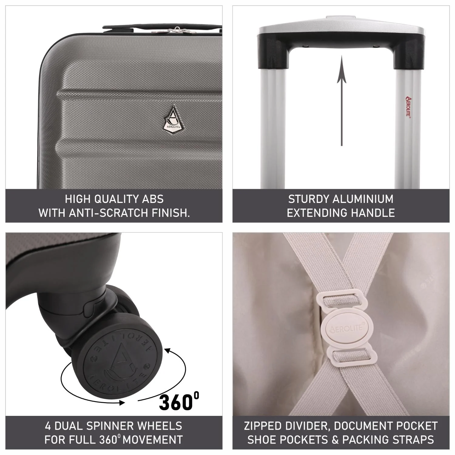 Aerolite Hard Shell Suitcase Luggage Group Travel Bundle - 2 x 21 Cabin Hand Luggage + 1 x Large 29" Hold Luggage Suitcase (3 Piece Luggage Set) - Image 5