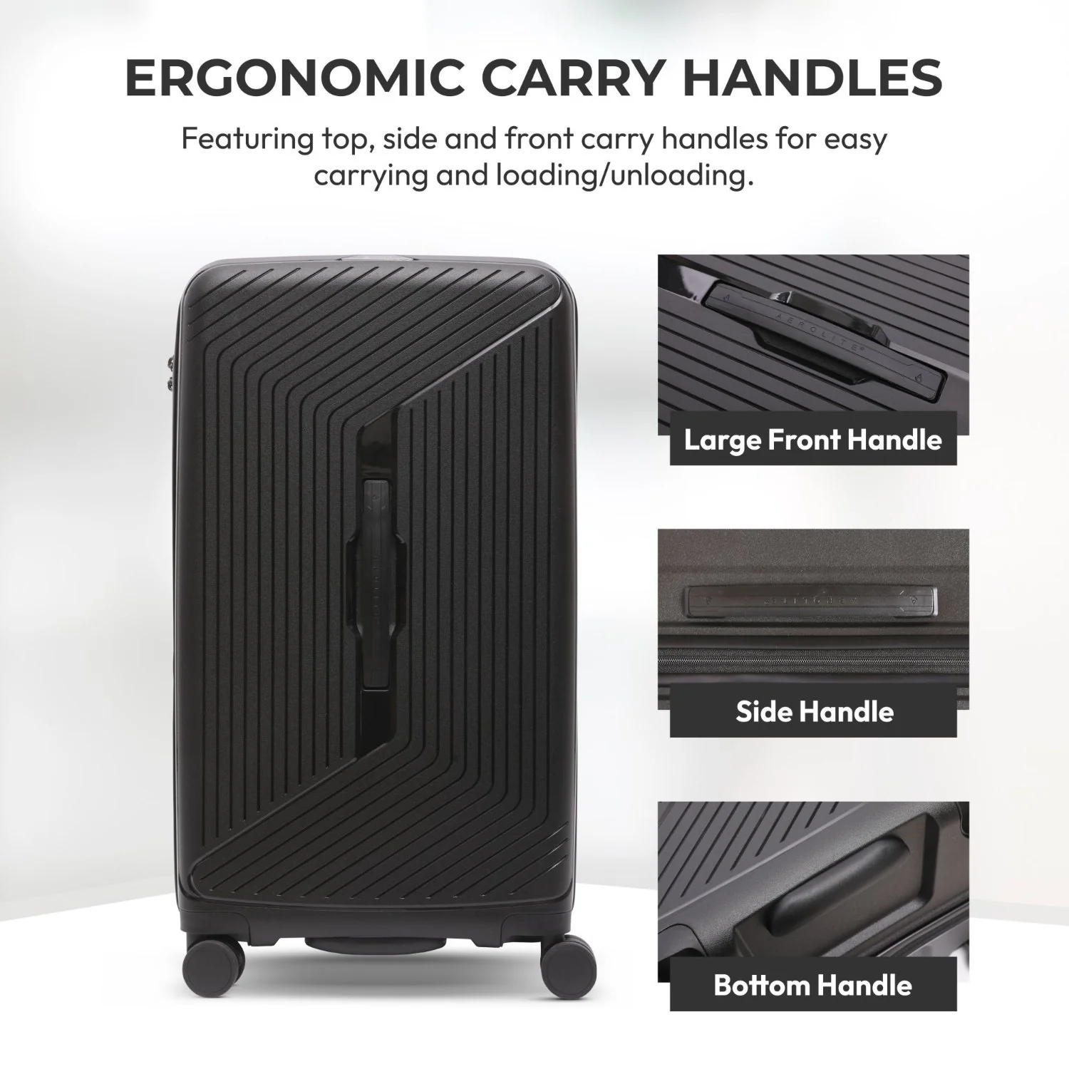 Aerolite 108L Extra-Large Travel Trunk – Durable Polypropylene Shell, 4 Dual-Wheel Spinner, TSA Lock, YKK Zippers & Fresh-Lining Interior – Black - Image 3