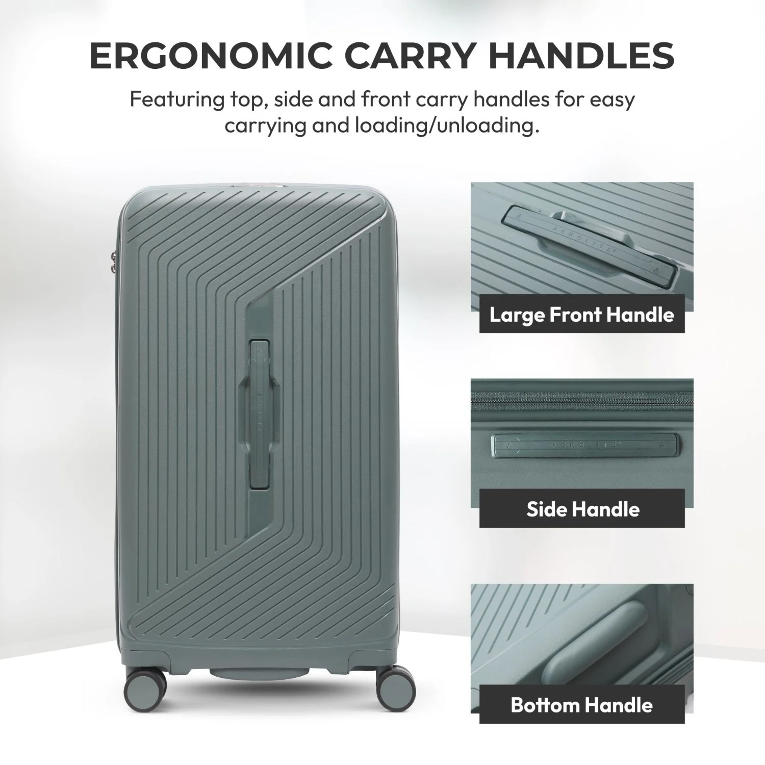 Aerolite 108L Extra-Large Travel Trunk – Durable Polypropylene Shell, 4 Dual-Wheel Spinner, TSA Lock, YKK Zippers & Fresh-Lining Interior – Dark Green - Image 3
