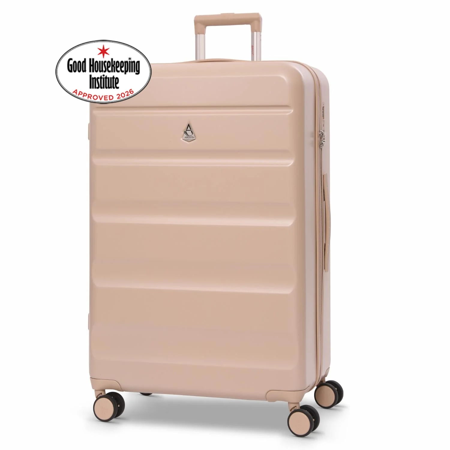 Aerolite Large 28" 100L Lightweight ABS-polycarbonate alloy Hard Shell Suitcase, 4 Dual Wheel Spinner, TSA Lock, Durable Check-In Hold Luggage - Beige