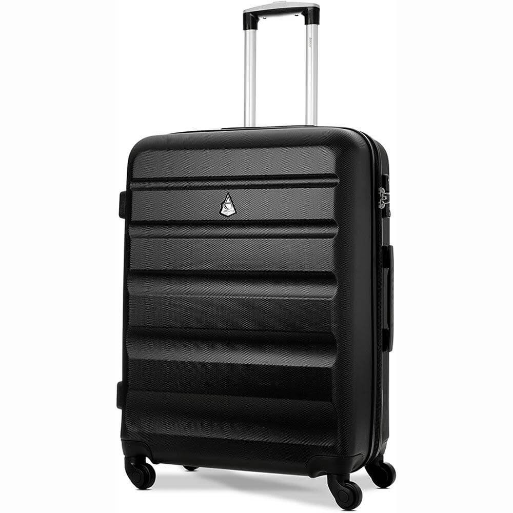 Aerolite Lightweight ABS Hard Shell Travel Hold Check in Luggage Suitcase 4 Wheels, Black - Image 3