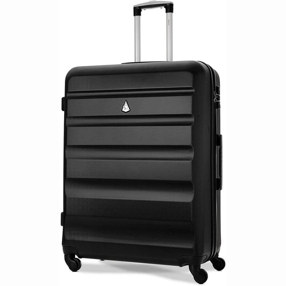 Aerolite Lightweight ABS Hard Shell Travel Hold Check in Luggage Suitcase 4 Wheels, Black - Image 4