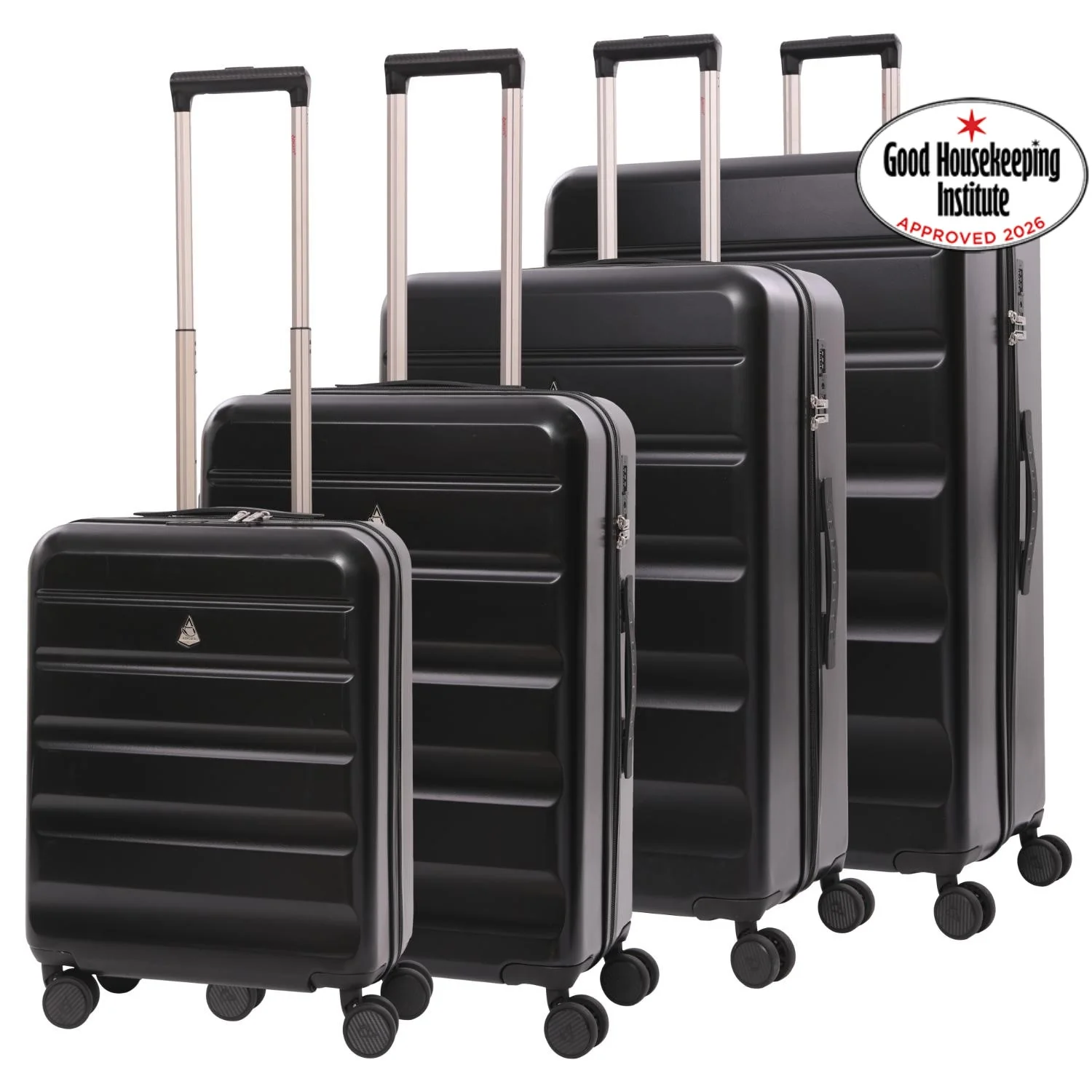 Aerolite 4-Piece ABS-polycarbonate Lightweight Luggage Set – Expandable Cabin, Medium, Large & XL Hard Shell Suitcases with Spinner Wheels & TSA Lock – Black