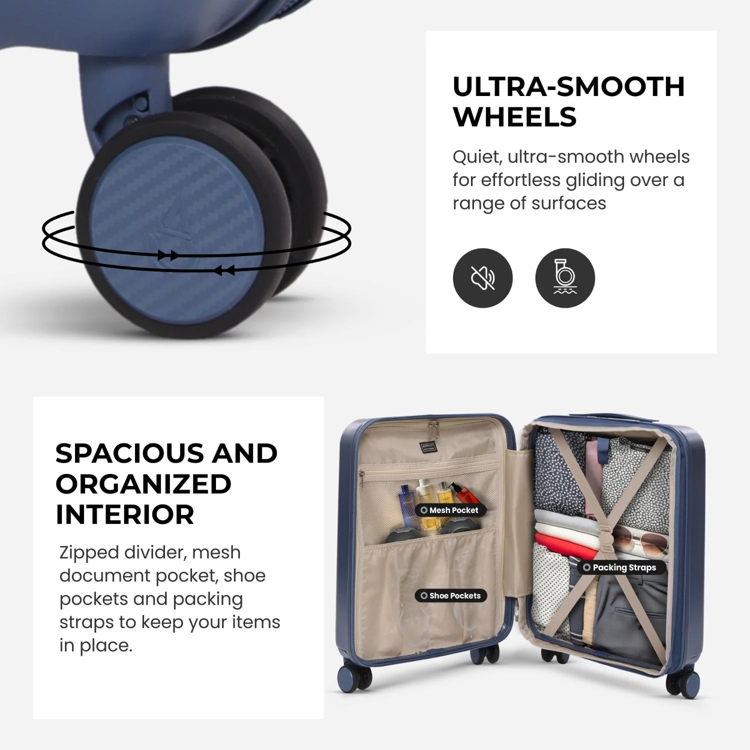 Aerolite 3-Piece Luggage Set – Lightweight Hard Shell Suitcases with 4 Dual Spinner Wheels & TSA Lock – Expandable Cabin (21”), Medium (24”), Large (28”) – Expandable Carry-On Case Included – Blue - Image 7