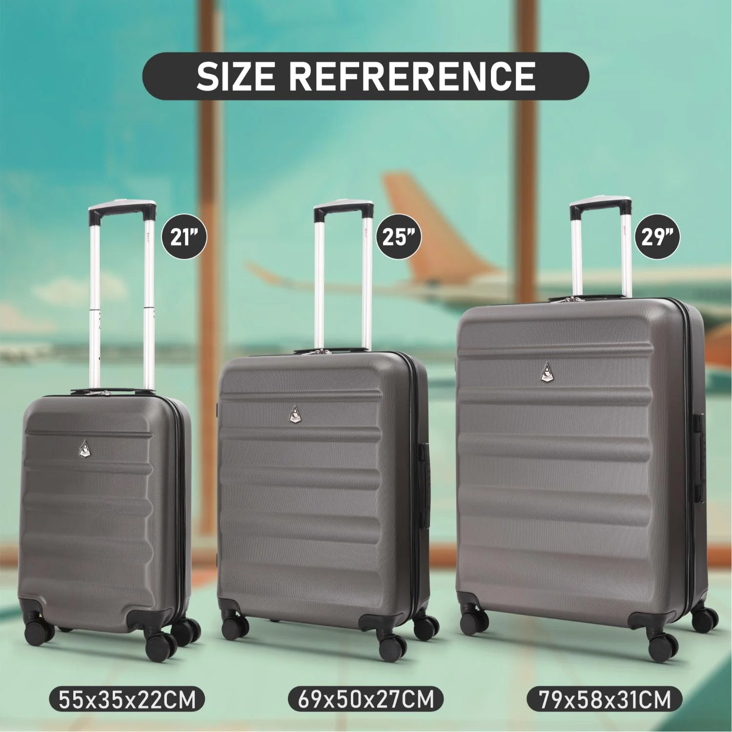 Aerolite Lightweight Hard Shell Suitcase Luggage Set with 8 Spinner Wheels (Cabin, Medium & Large) - Image 3