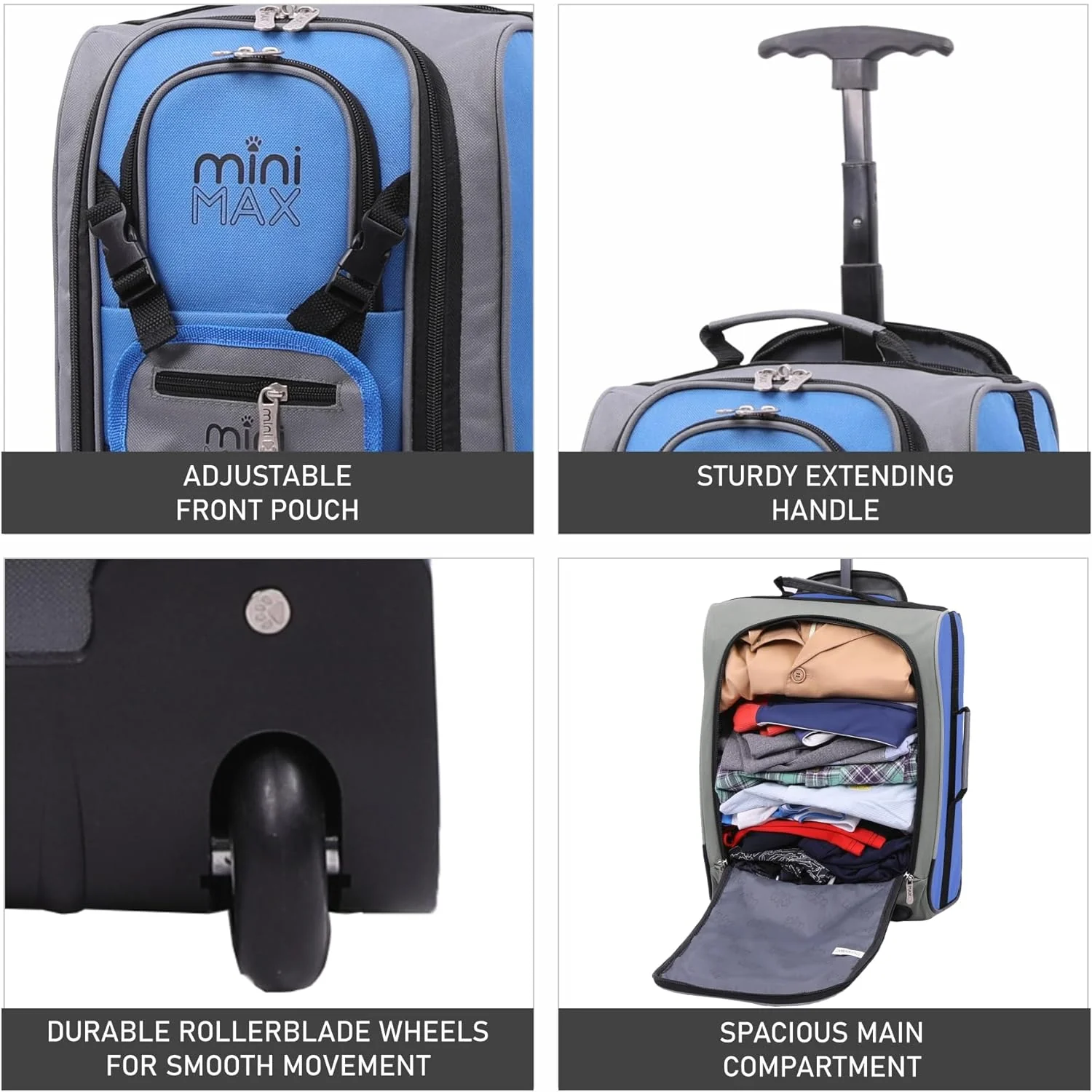 Aerolite MiniMax 40x20x25cm Cabin Hand Luggage Approved for Ryanair, 20L Under Seat Trolley Backpack With Wheels, 2 Year Warranty - Image 12