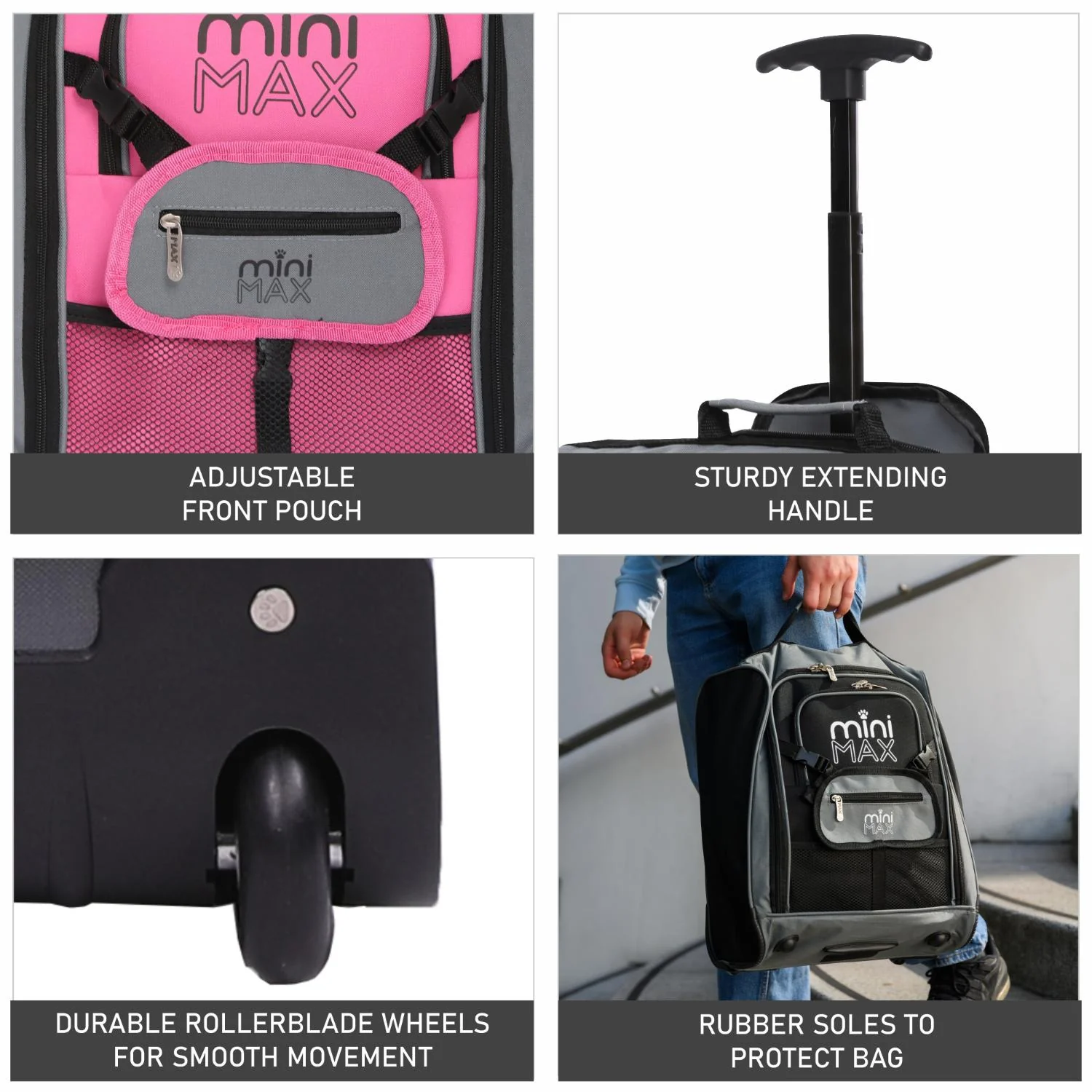 Aerolite MiniMAX New Ryanair 40x30x20 Maximum Size Cabin Underseat Trolley Backpack, also fits Wizz Air maximum size requirements, 2 Wheels - Image 12
