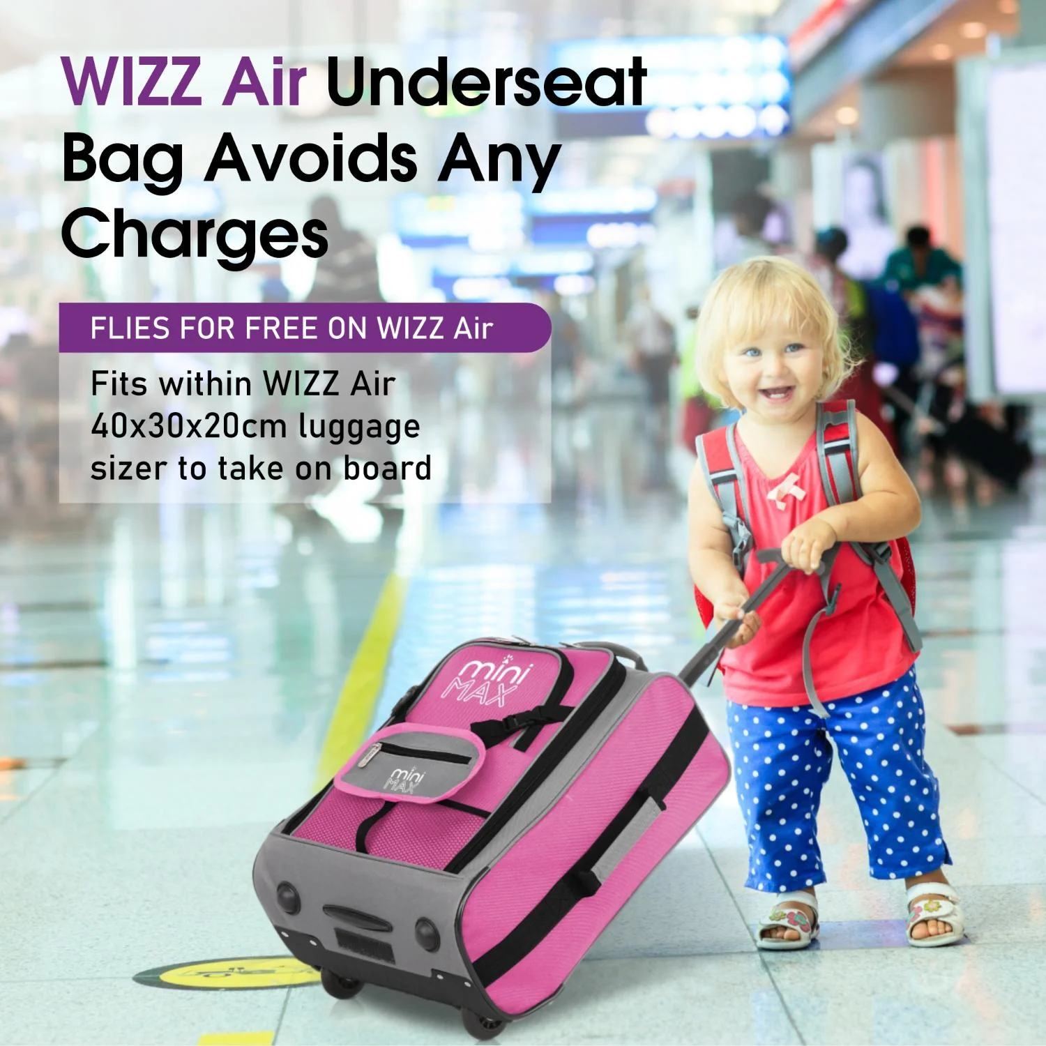 Aerolite MiniMAX New Ryanair 40x30x20 Maximum Size Cabin Underseat Trolley Backpack, also fits Wizz Air maximum size requirements, 2 Wheels - Image 13