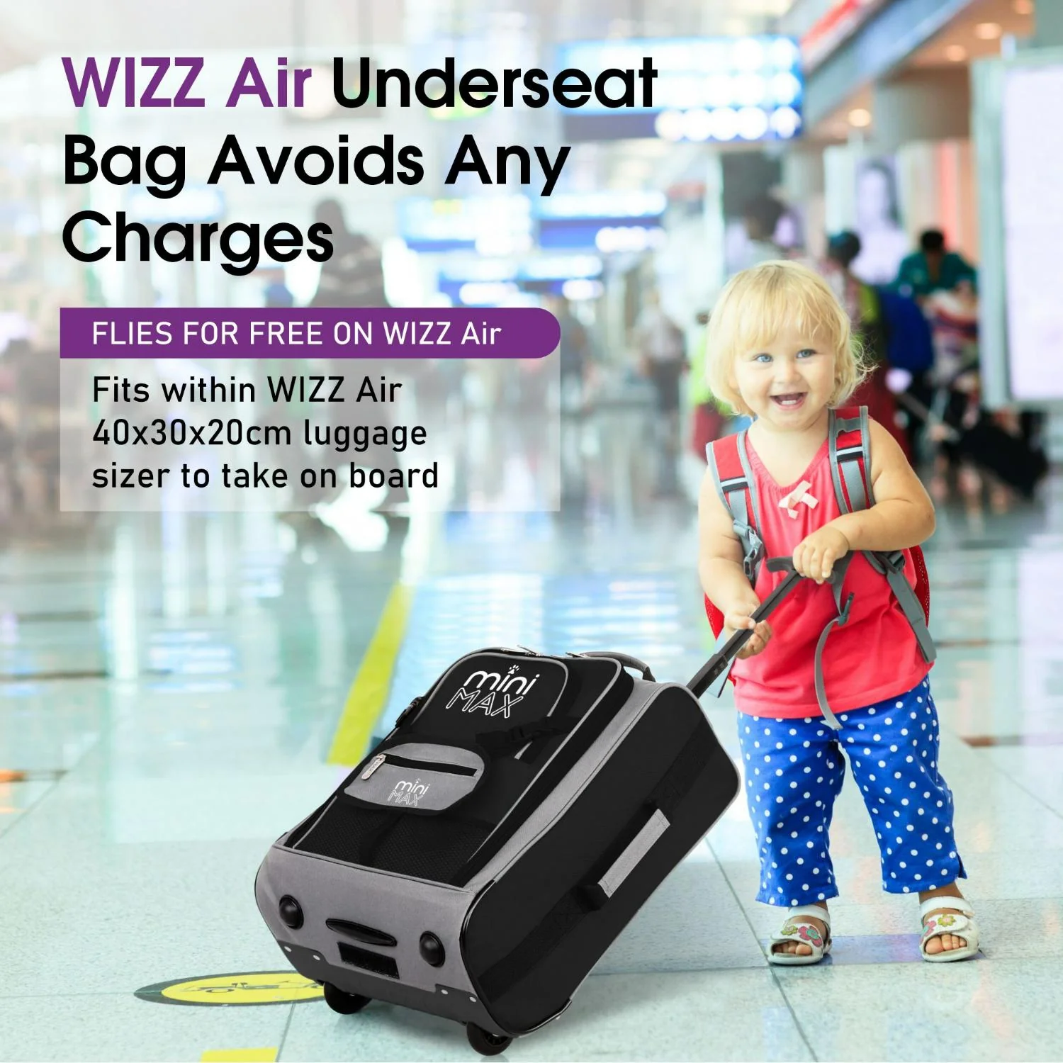 Aerolite MiniMAX New Ryanair 40x30x20 Maximum Size Cabin Underseat Trolley Backpack, also fits Wizz Air maximum size requirements, 2 Wheels - Image 21